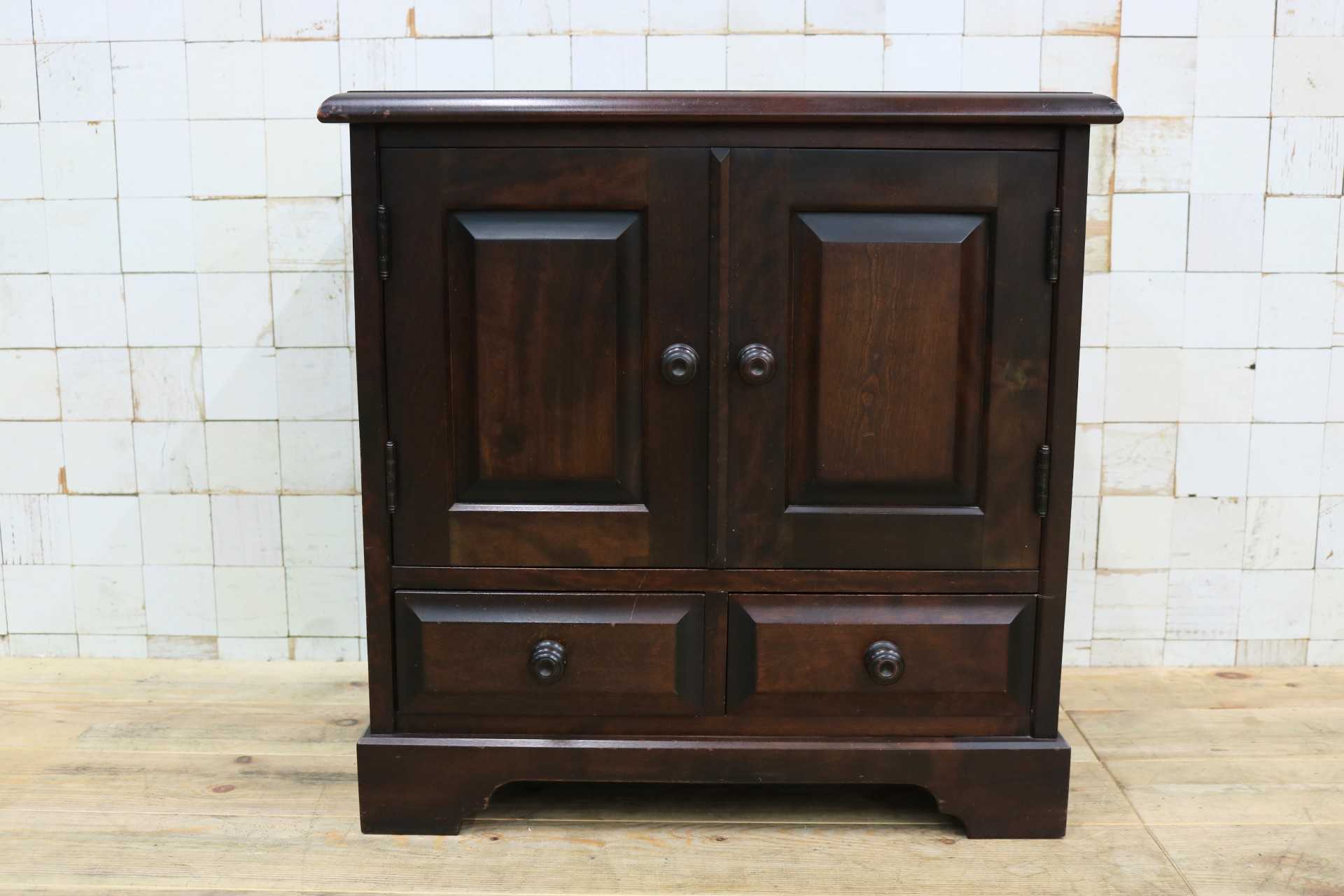 GMIH460○北海道民芸家具 キャビネット サイドボード 引き出し チェスト リビング収納 木製 樺材 レトロ クラシック ヴィンテージ 国産家具