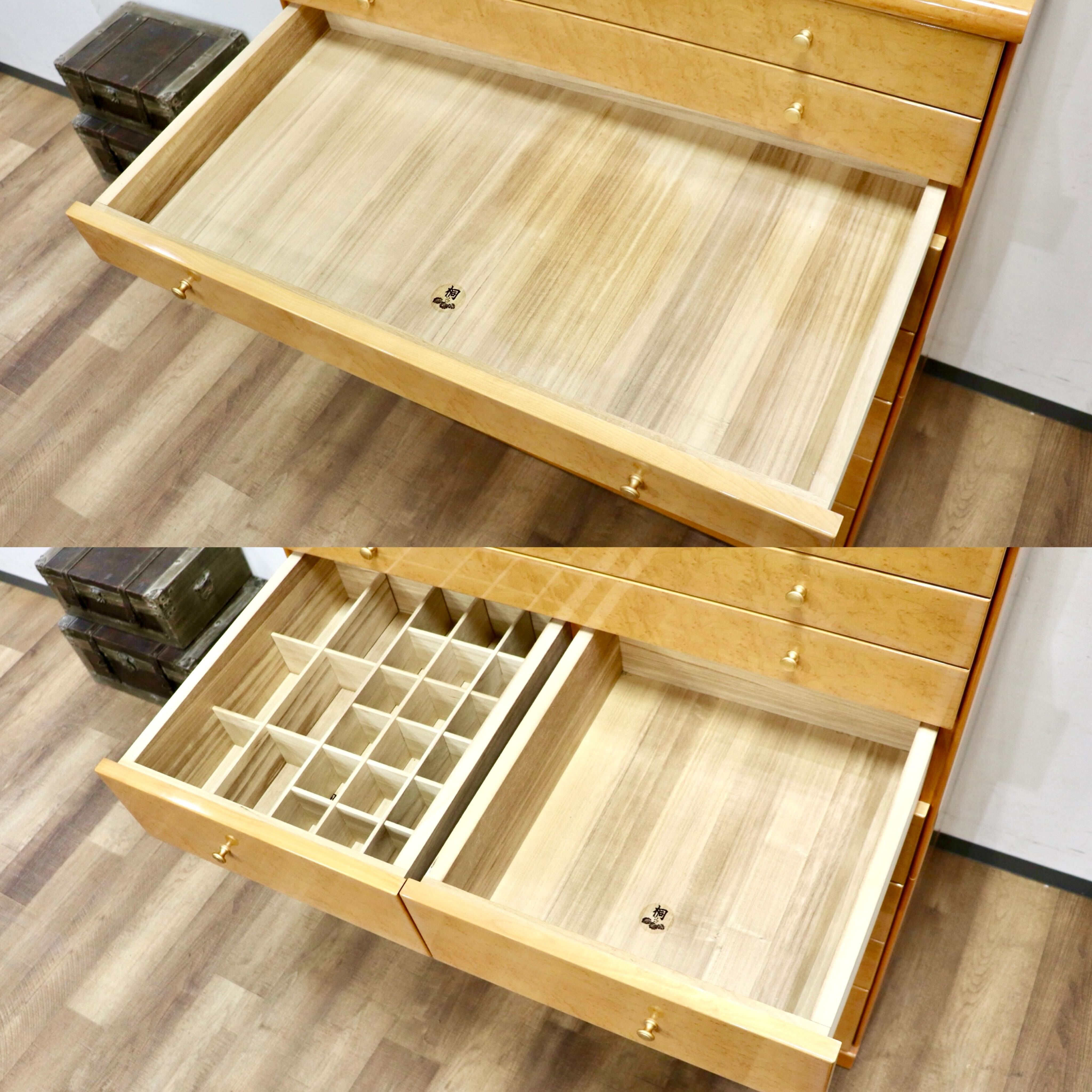 GMHH445B○府中木工 マルガリータ ハイチェスト 8段チェスト 洋服タンス 整理箪笥 チェスト タンス 桐 バーズアイメープル 最高級