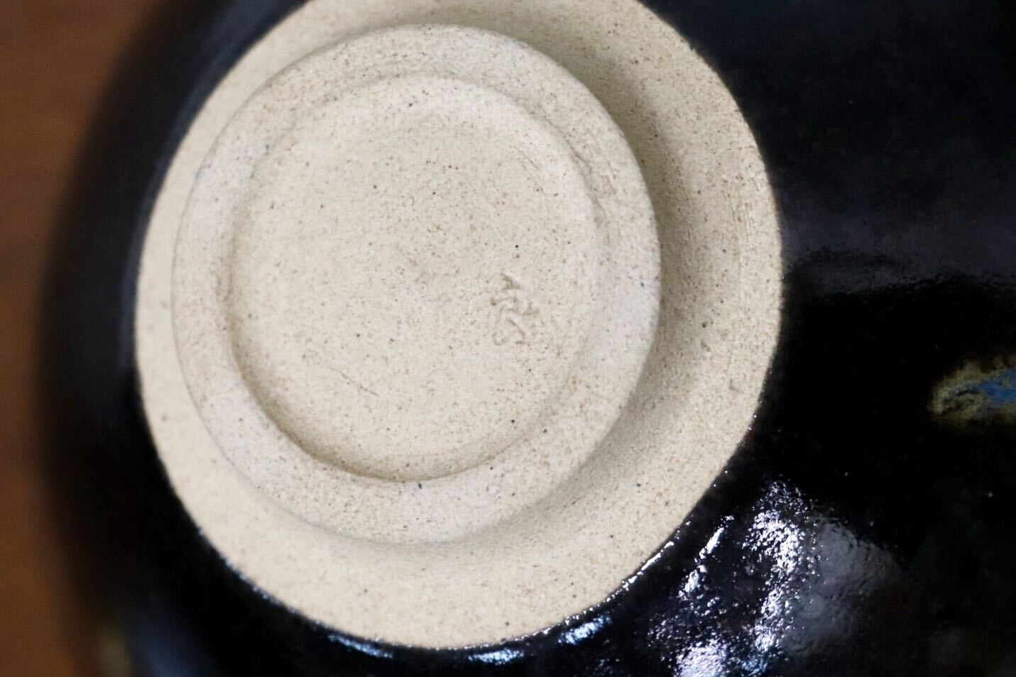 GMJK371AM〇京焼 清水焼 茶盛 黒釉 茶碗 天目 谷口良三 茶道具 抹茶碗 茶器 作家物 在銘 共箱 陶芸 美術品 未使用