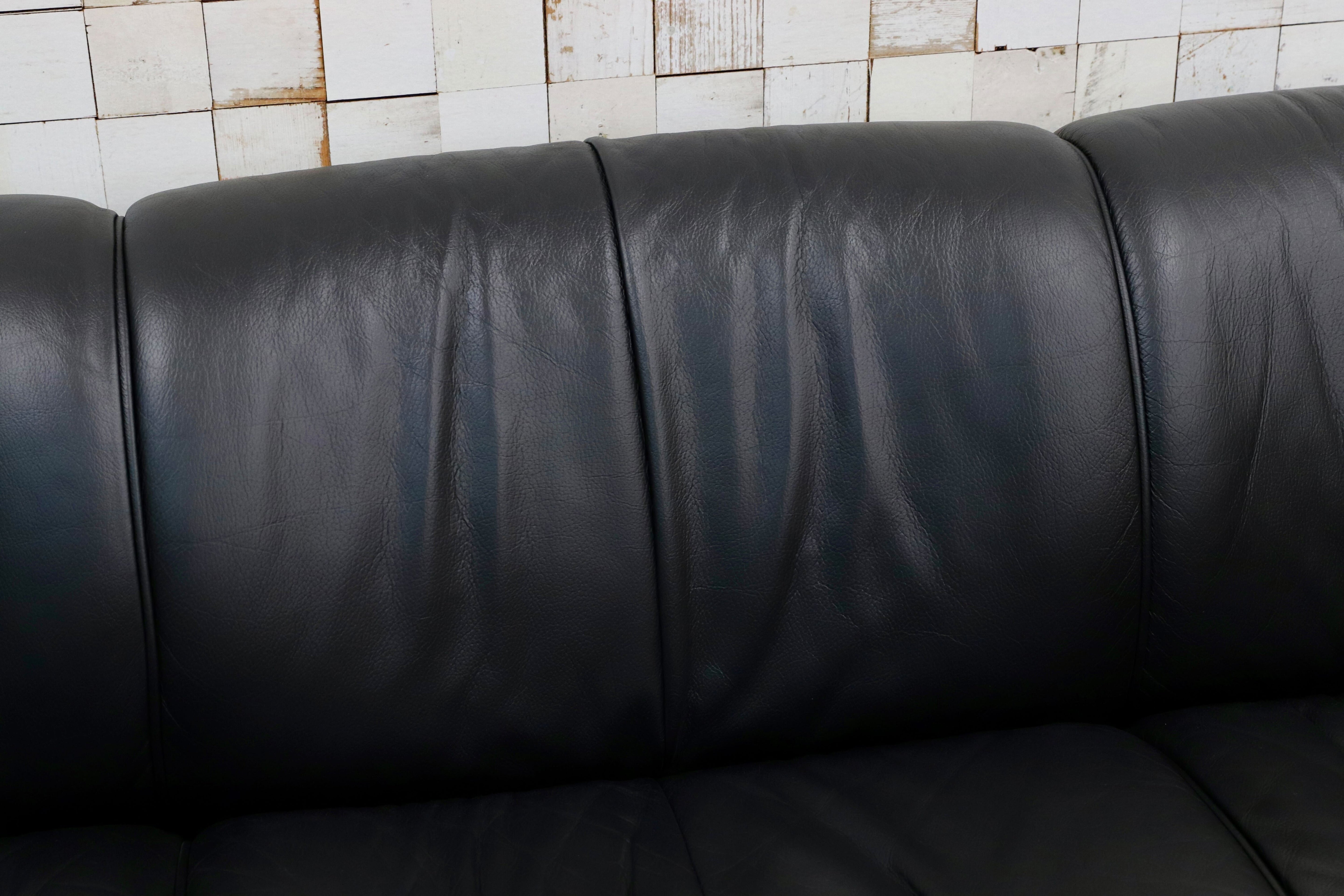 GMHF72○モリシゲ / MORISHIGE Gアーク 3人掛けソファ トリプルソファ 黒 本革 長椅子 応接 IDC大塚家具 モダン 定価約64万