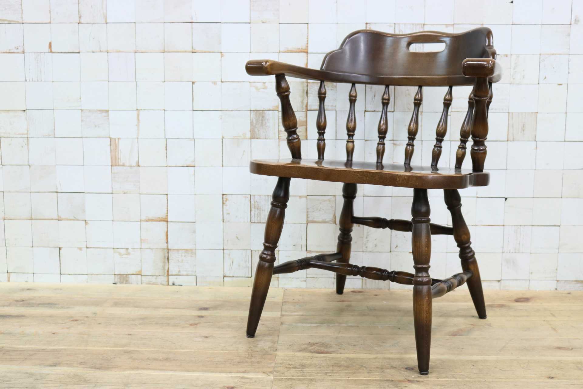 GMIS541A○飛騨産業 / HIDA キツツキ ウィンザーチェア ダイニングチェア アームチェア 椅子 カントリー レトロ 無垢 国産家具