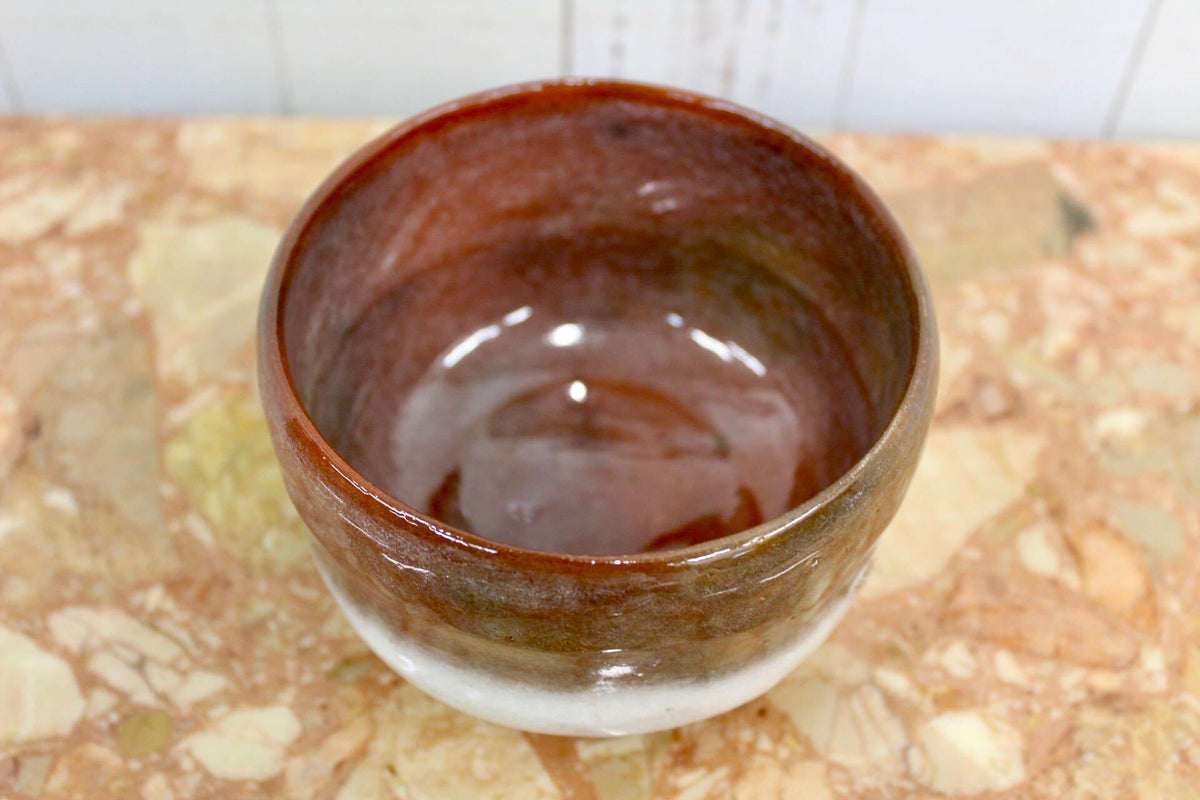 GMJK371AO〇紀州焼 葵窯 二代 寒川栖豊 赤茶碗 共箱 栞 茶道具