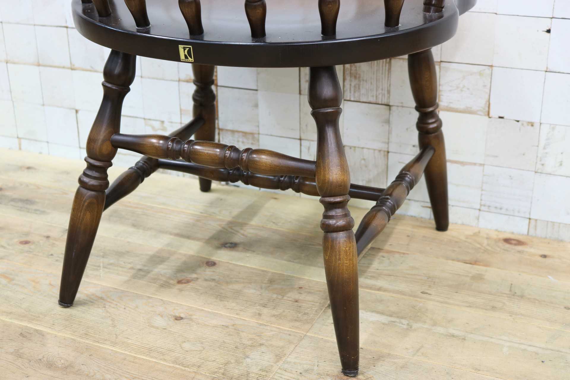 GMIS541A○飛騨産業 / HIDA キツツキ ウィンザーチェア ダイニングチェア アームチェア 椅子 カントリー レトロ 無垢 国産家具