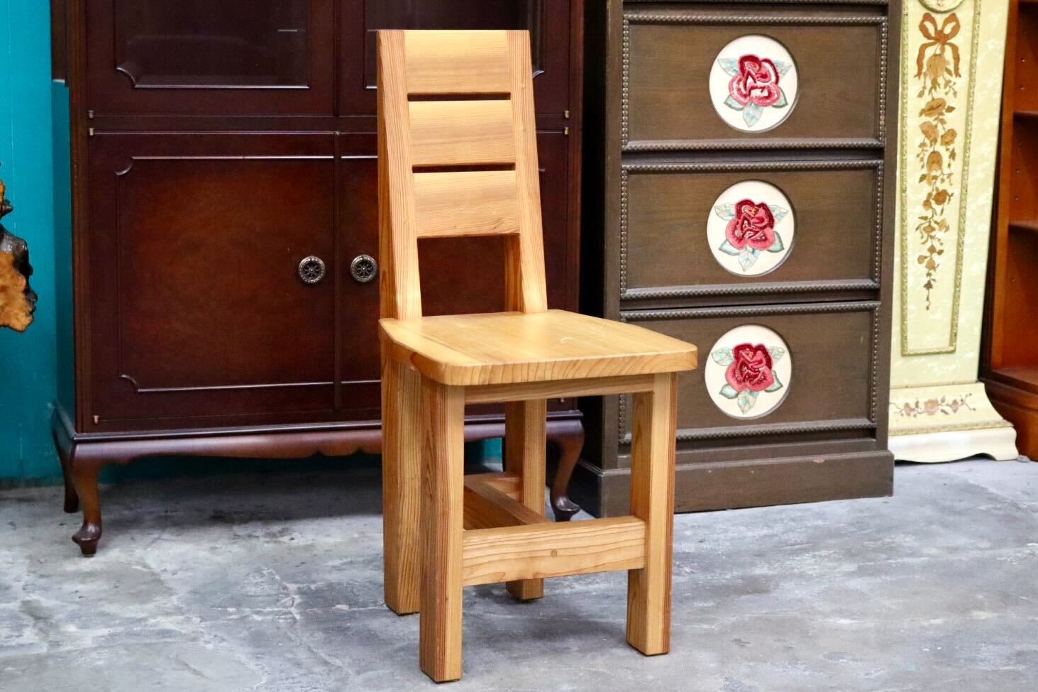 GMIH356C○工房家具 ダイニングチェア アームレスチェア 椅子 スツール ウッド 木製 無垢材 カントリー レトロ