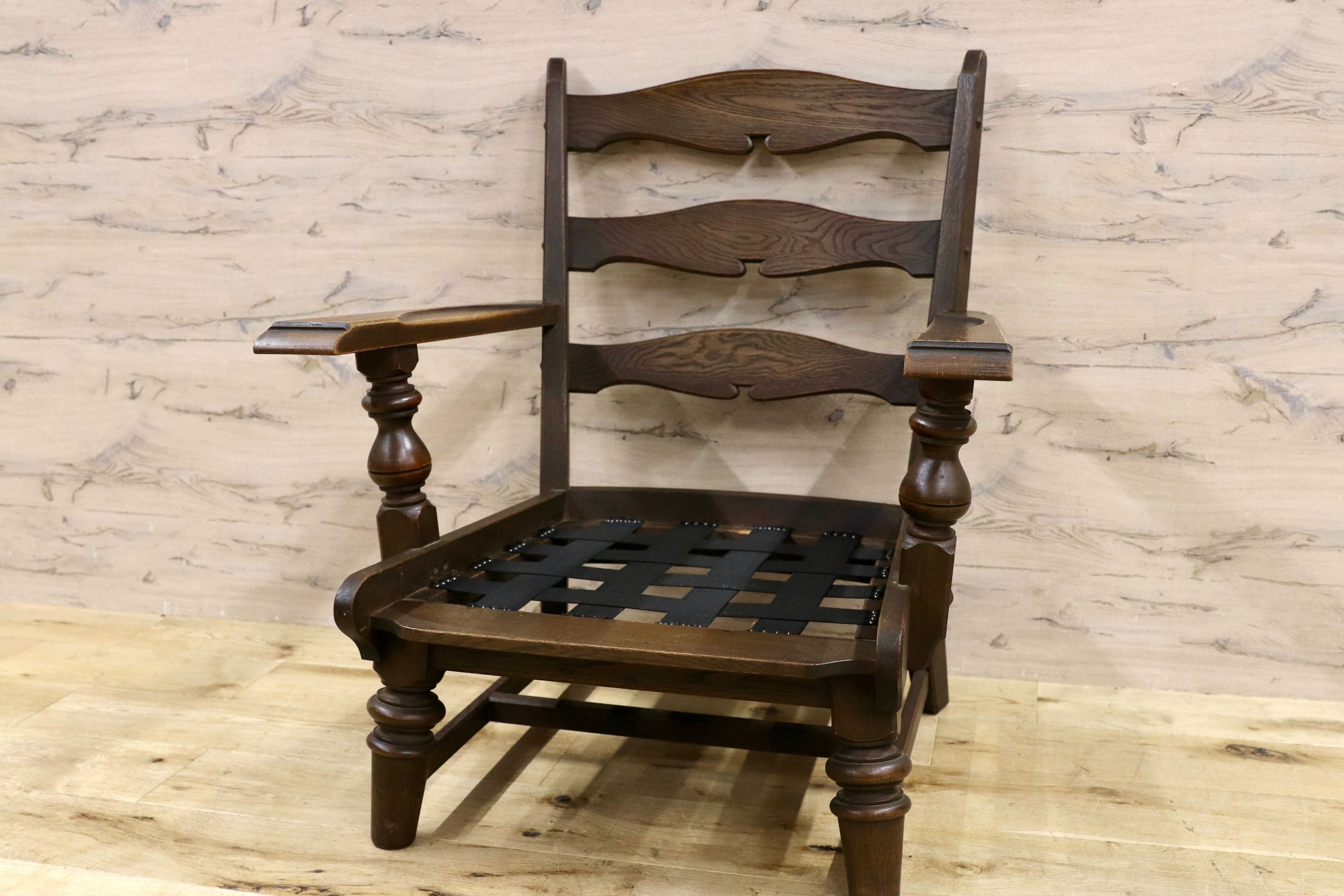 GMHK20○神戸家具 1人掛けソファ 肘掛け椅子 アームチェア 応接 椅子 楢材 クラシック レトロ アンティーク 検)永田良介