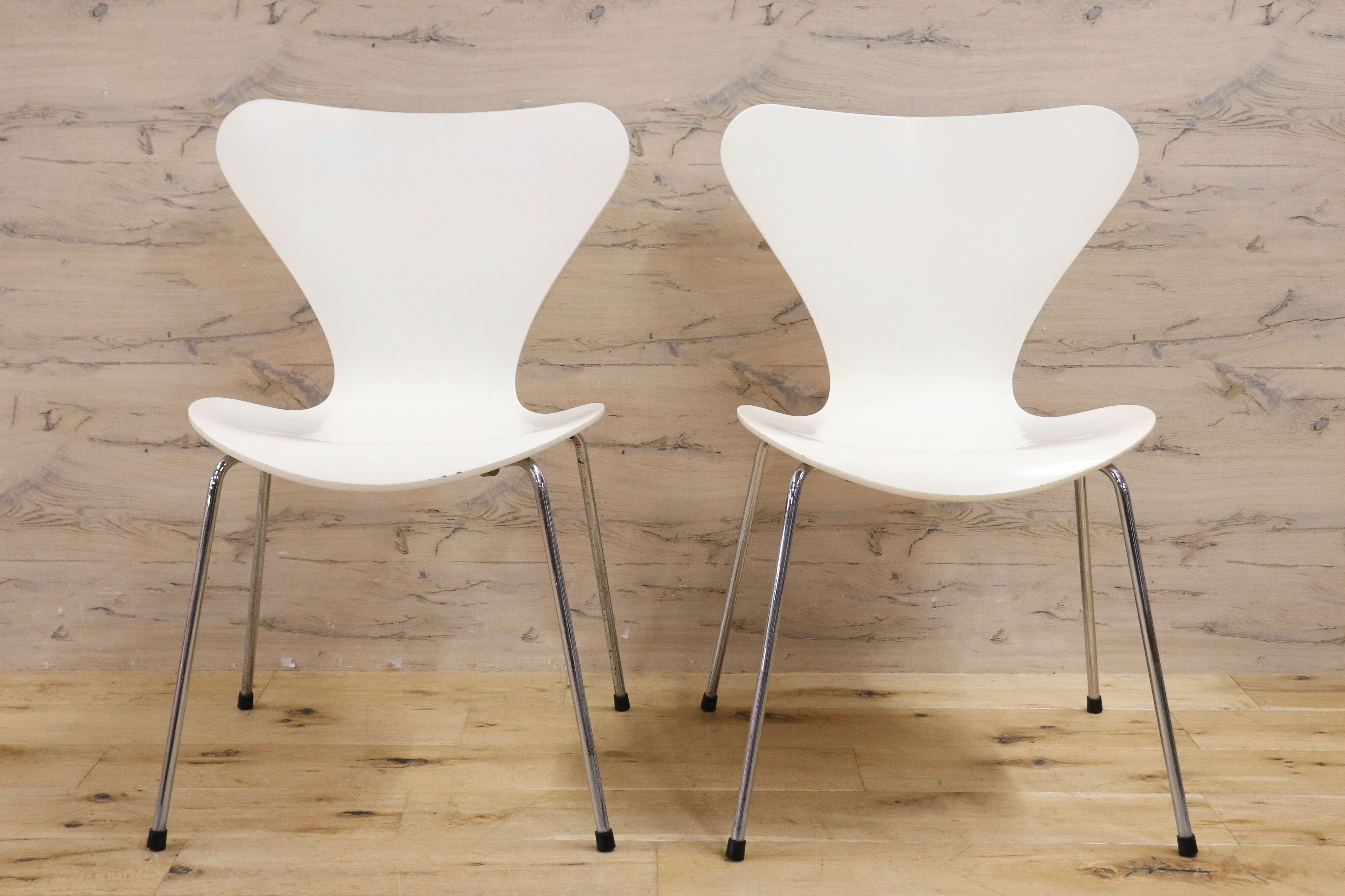 GMGK513E○FRITZ HANSEN / フリッツハンセン セブンチェア ホワイト スタッキングチェア 2脚セット 北欧家具 名作 91年 ヴィンテージ