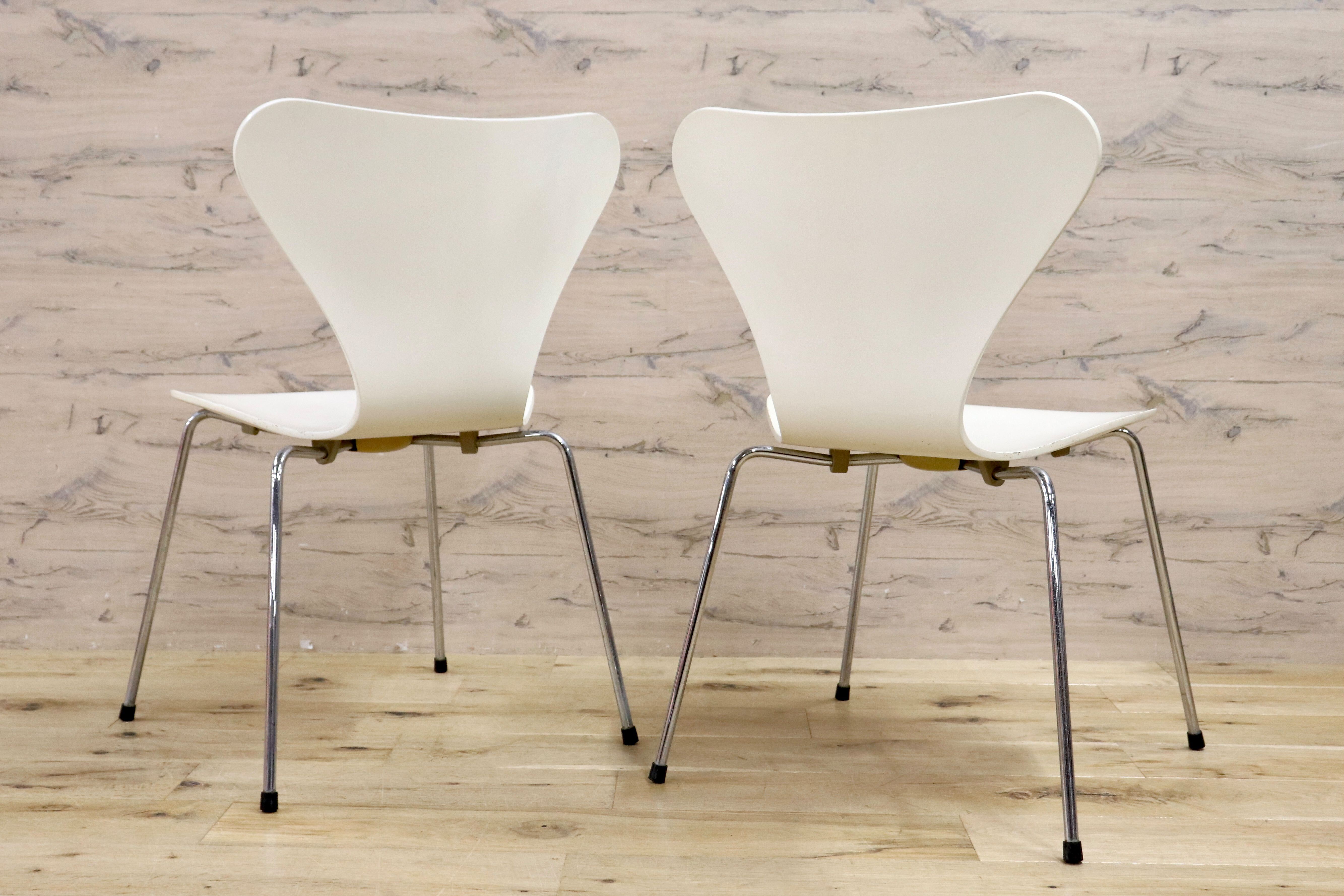 GMGK513E○FRITZ HANSEN / フリッツハンセン セブンチェア ホワイト スタッキングチェア 2脚セット 北欧家具 名作 91年 ヴィンテージ
