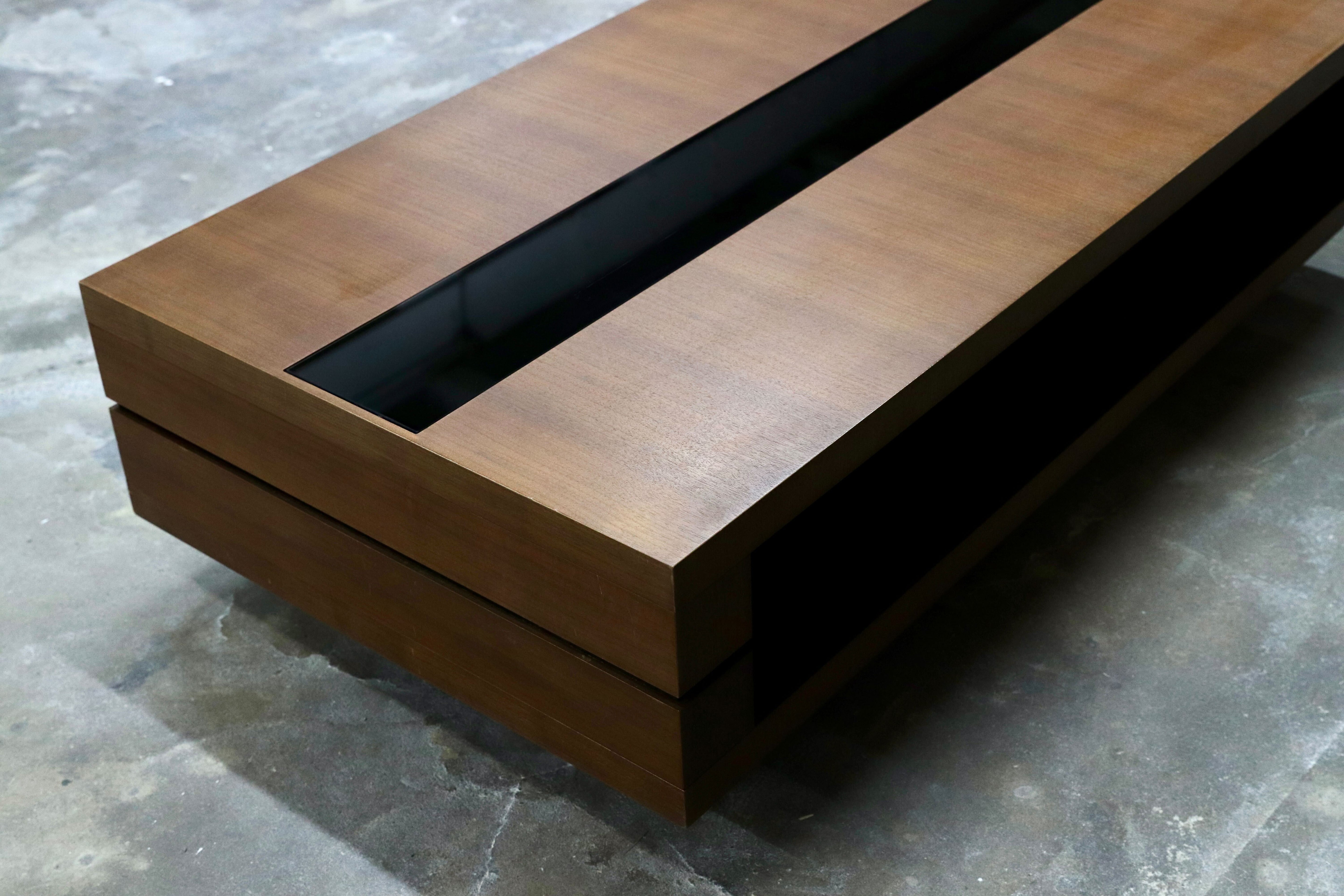 GMIH532C○冨士ファニチア / FUJI FURNITURE ウォールナット ガラス リビングテーブル センターテーブル 応接机 高級モダン
