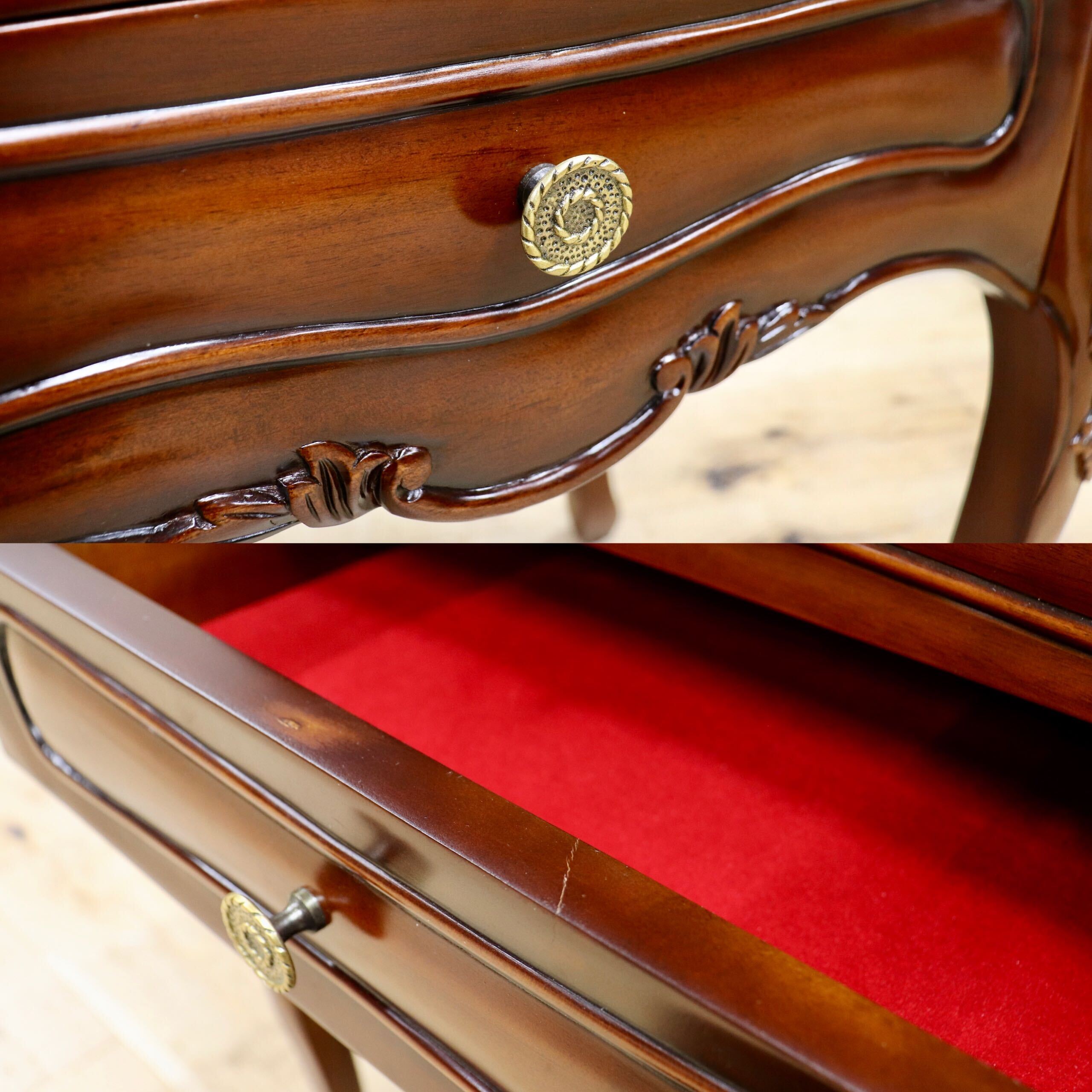 GMIK753D○クラシック サイドチェスト ルイ 4段チェスト チェスト 引き出し収納 小物入れ マホガニー ヨーロピアン アンティーク調