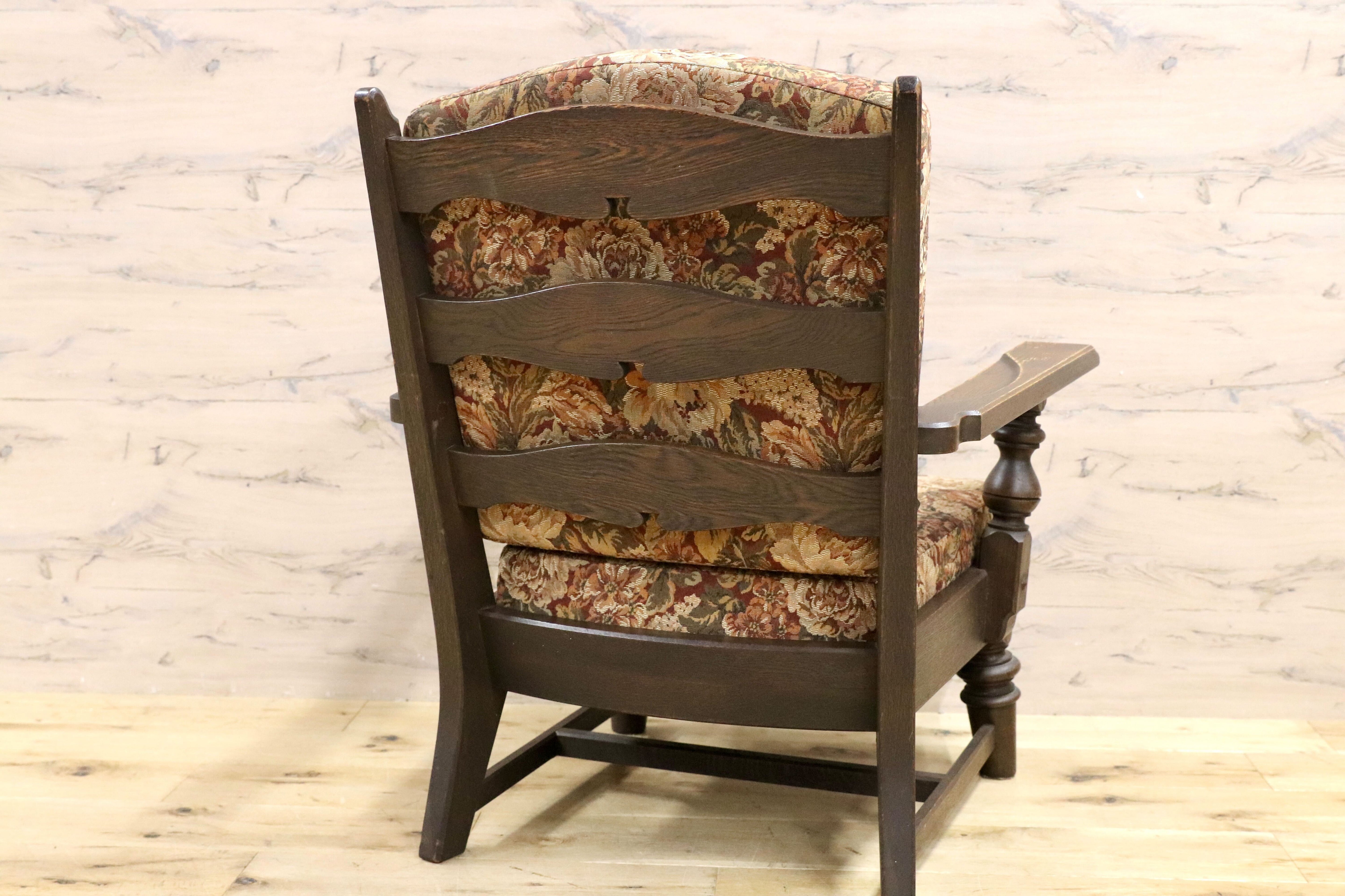 GMHK20○神戸家具 1人掛けソファ 肘掛け椅子 アームチェア 応接 椅子 楢材 クラシック レトロ アンティーク 検)永田良介