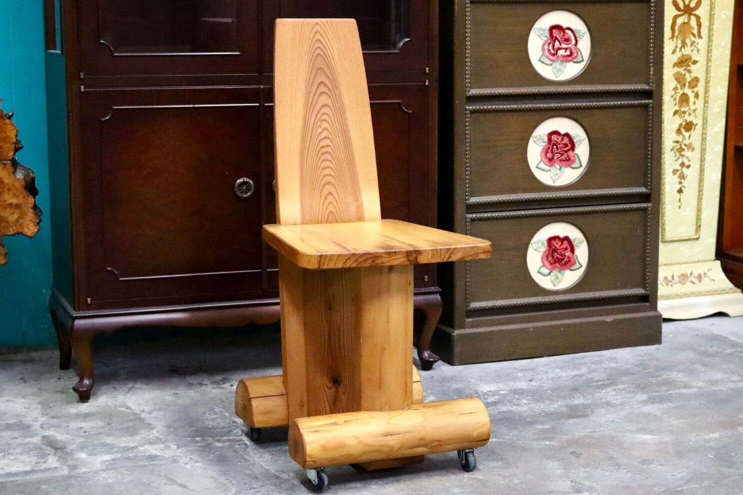 GMIH356E○工房家具 ダイニングチェア アームレスチェア 椅子 スツール キャスター ウッド 木製 無垢材 カントリー レトロ