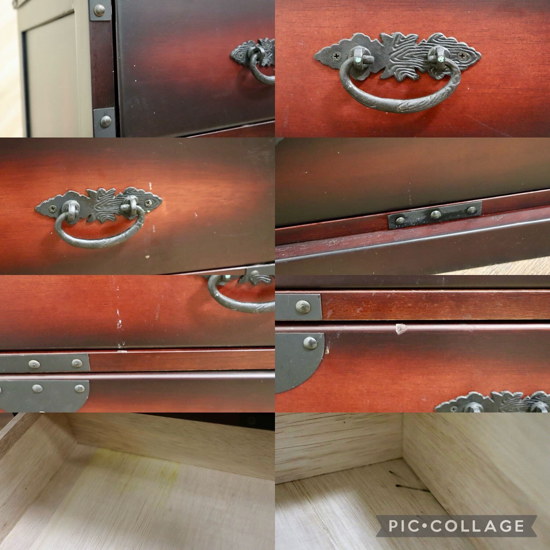 GMHS92A○民芸調 4段チェスト 時代箪笥 整理箪笥 桐製 鉄金具 和家具 飾り棚 収納家具 和モダン 古民家 和室 レトロ アンティーク
