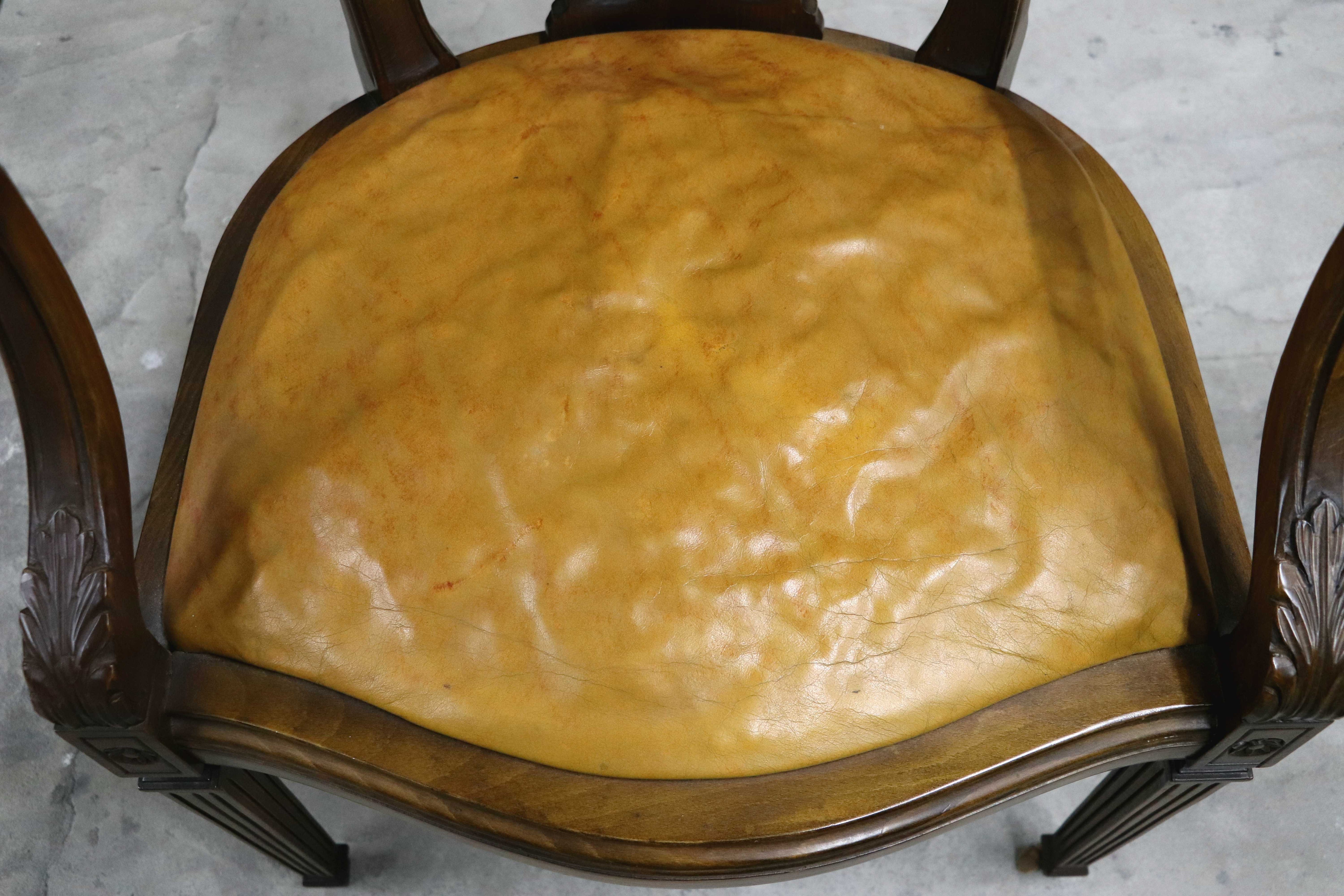 GMIO291○英国アンティーク アームチェア ダイニングチェア 食卓椅子 木製 レザー クラシック ヨーロピアン 輸入家具