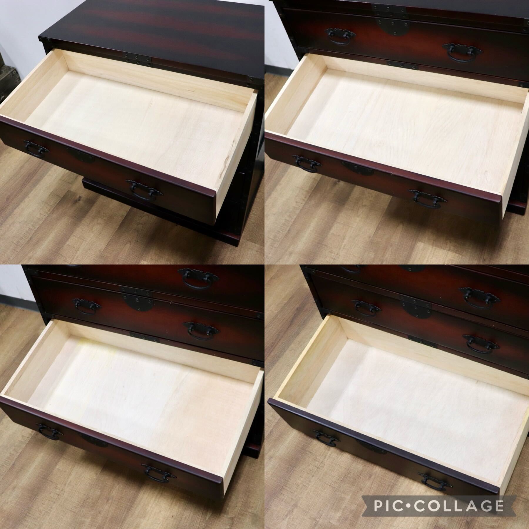 GMHS92A○民芸調 4段チェスト 時代箪笥 整理箪笥 桐製 鉄金具 和家具 飾り棚 収納家具 和モダン 古民家 和室 レトロ アンティーク