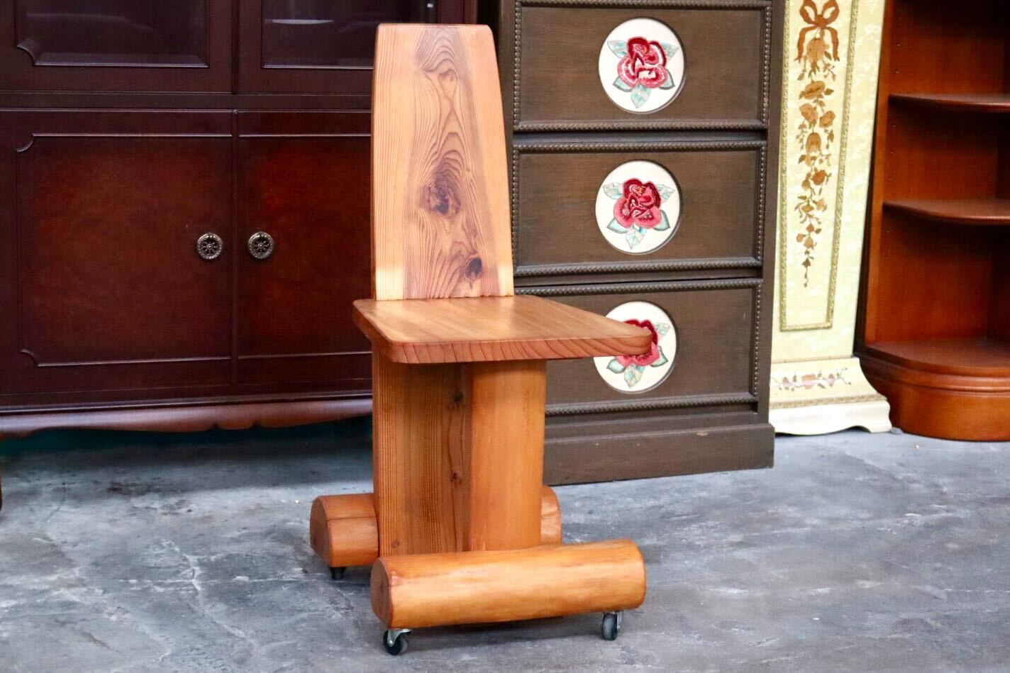 GMIH356F○工房家具 ダイニングチェア アームレスチェア 椅子 スツール キャスター ウッド 木製 無垢材 カントリー レトロ