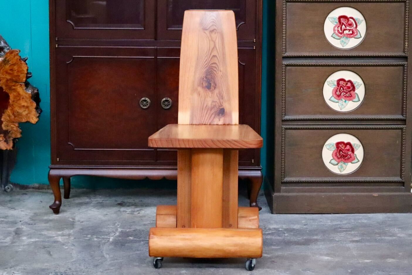 GMIH356F○工房家具 ダイニングチェア アームレスチェア 椅子 スツール キャスター ウッド 木製 無垢材 カントリー レトロ