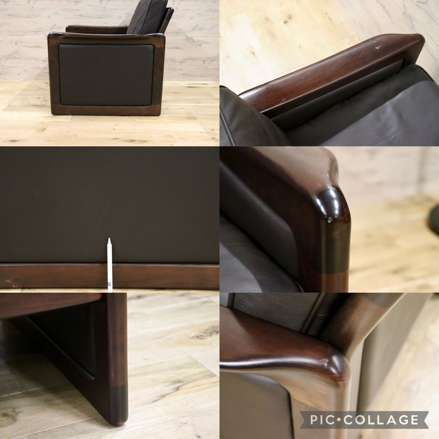 GMGK517D○Dyrlund / デューロン 1人掛けソファ シングルソファ 椅子 北欧 デンマーク ローズウッド 本革 希少 ヴィンテージ 約40万