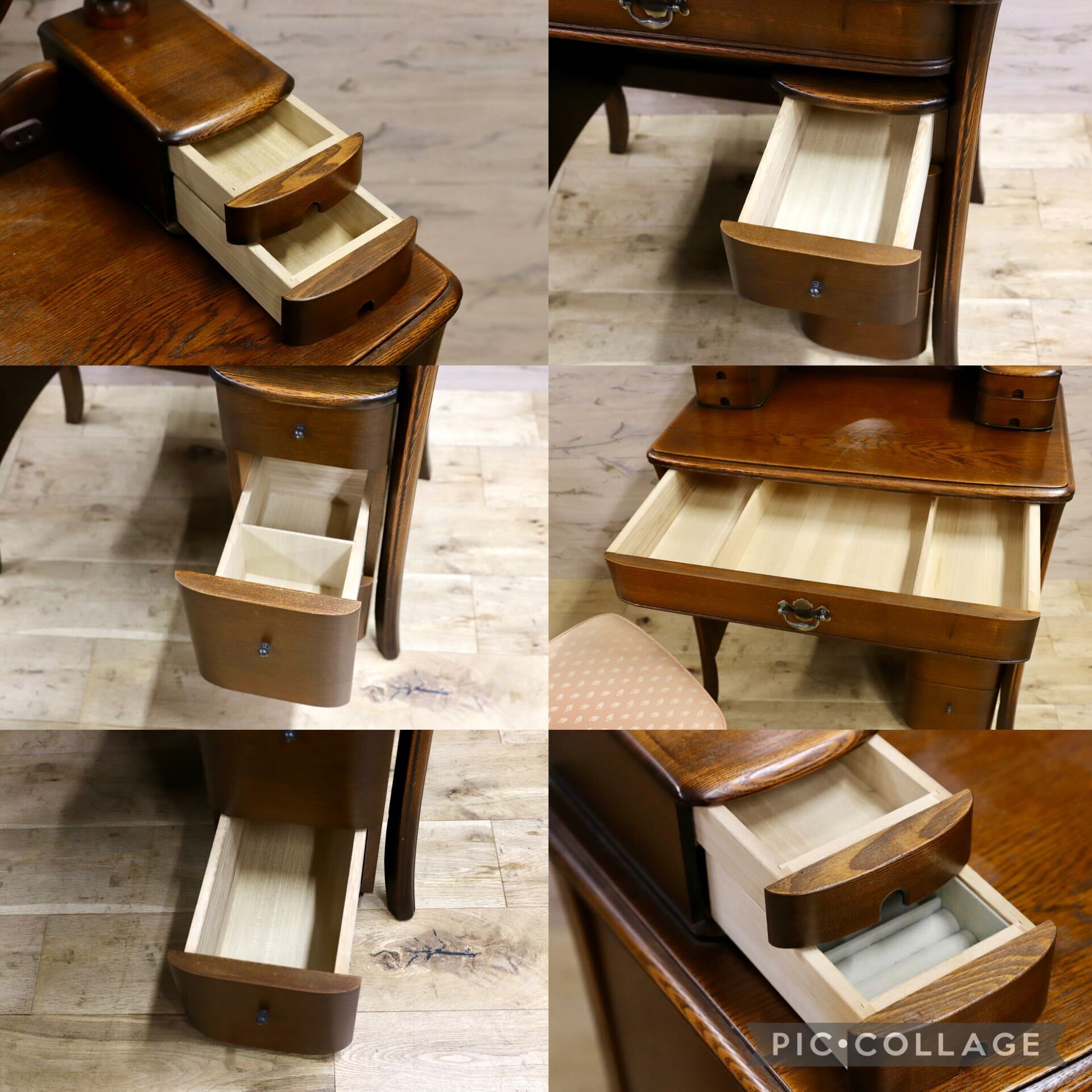 GMIS410○松永工房 カンティーニュ アルバ ドレッサー 鏡台 化粧台 3点セット IDC大塚家具 クラシック エレガント 定価約28万