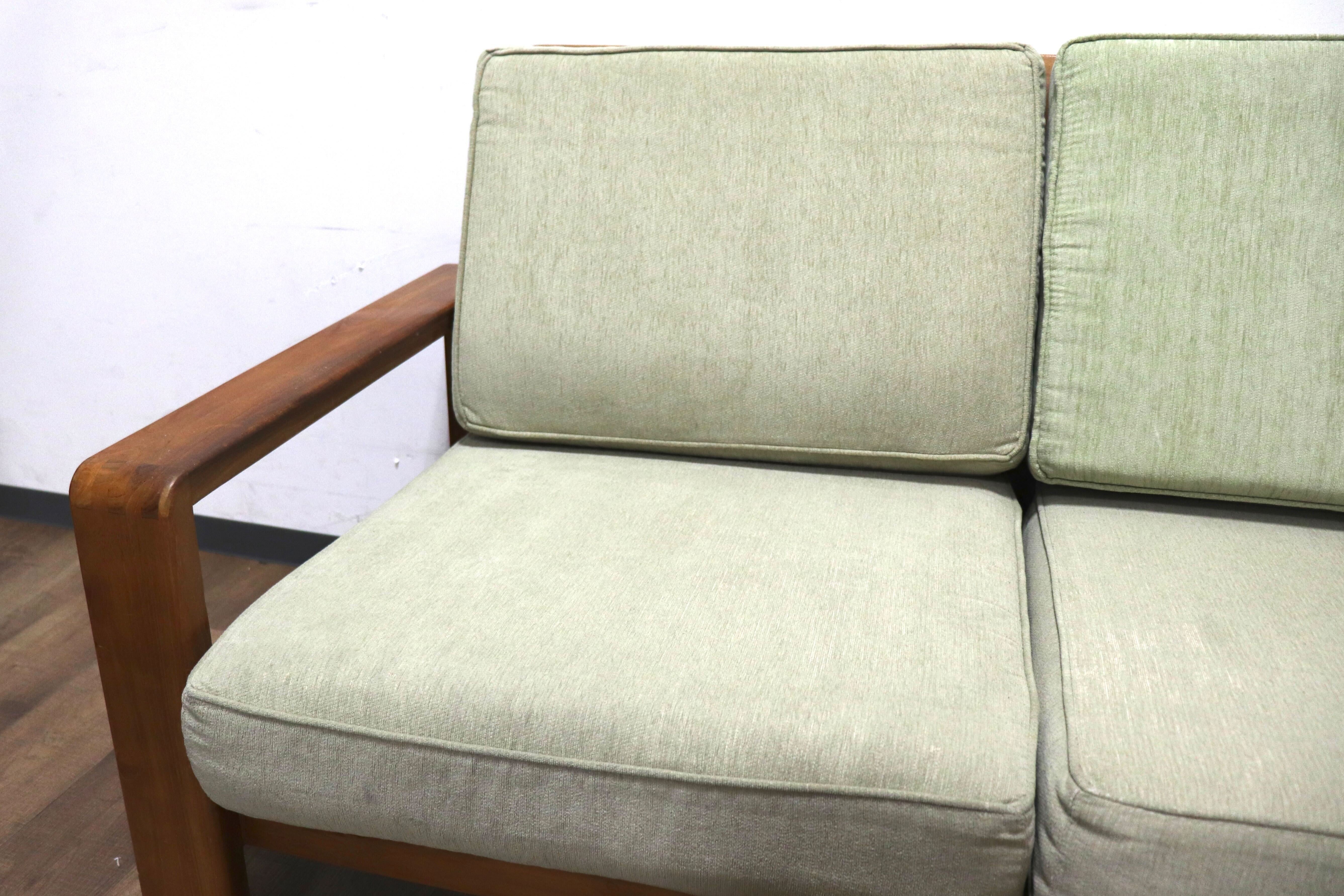 GMHK278○SCANTEAK / スキャンティーク IKON イコン 2人掛けソファ ラブソファ ファブリック グリーン チーク材 無垢 定価約18.5万
