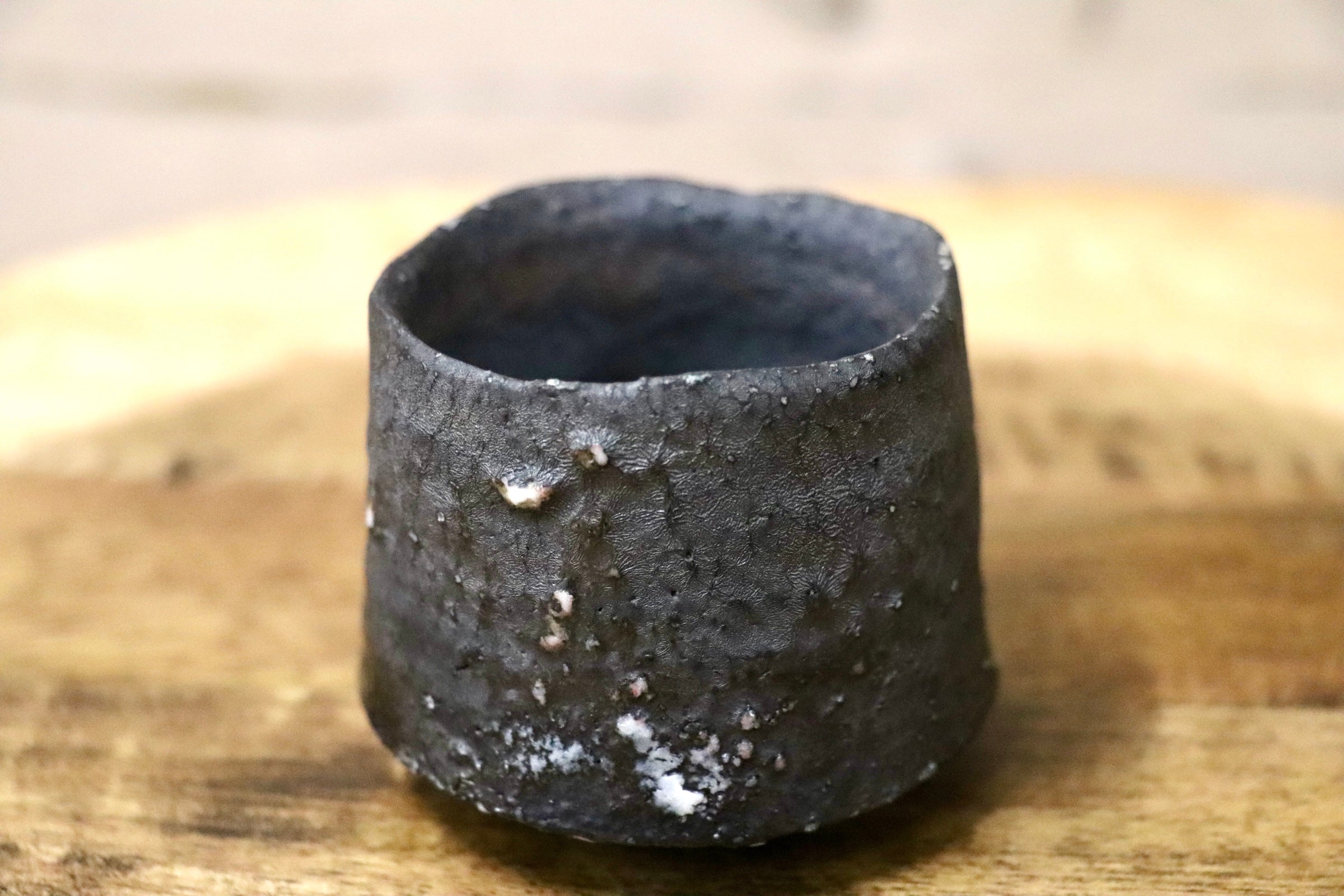 GMJO31○千代市陶房 清水万佐年 丹波焼 黒ぐい呑 伝統工芸 丹波篠山 未使用