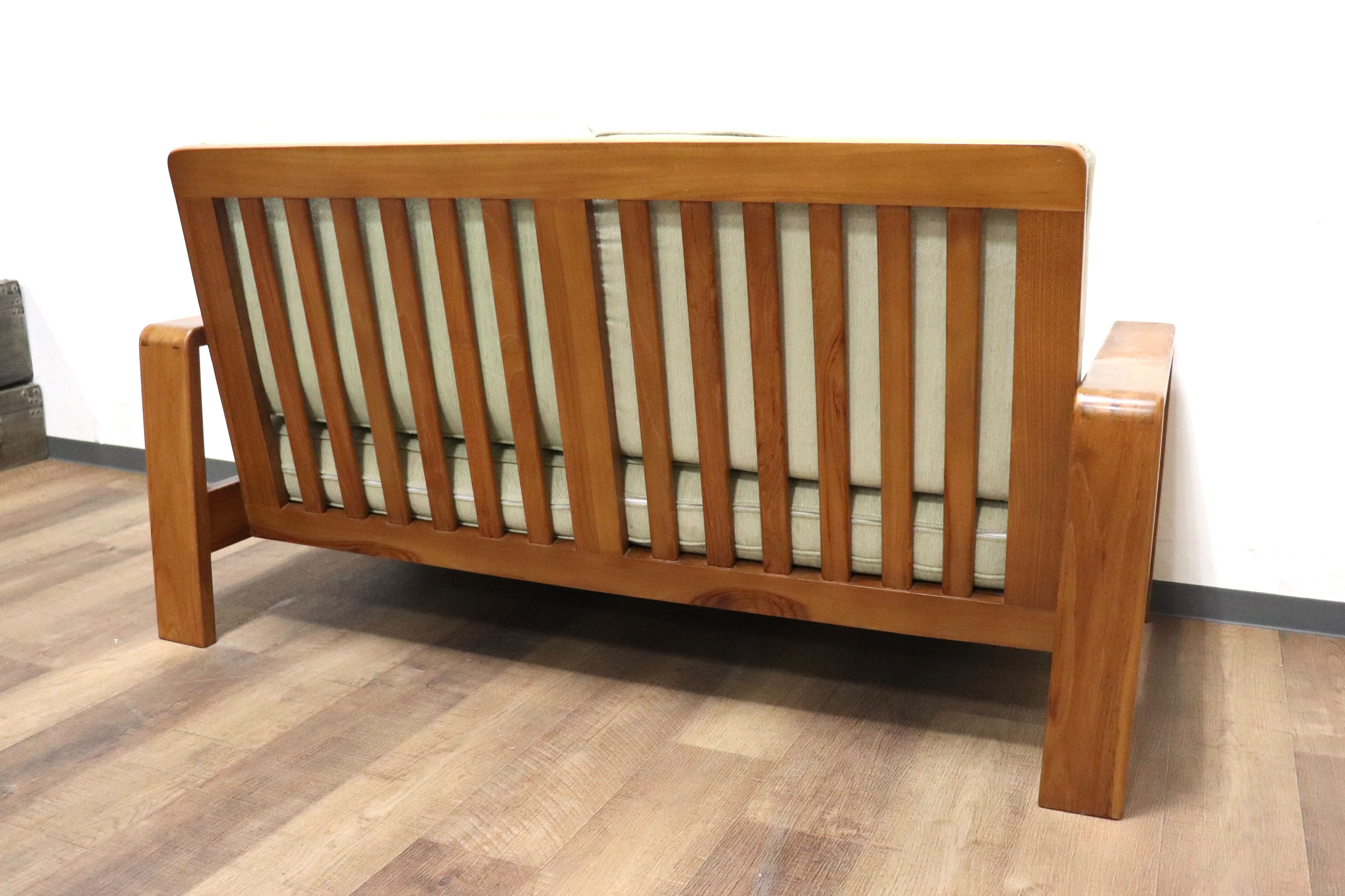 GMHK278○SCANTEAK / スキャンティーク IKON イコン 2人掛けソファ ラブソファ ファブリック グリーン チーク材 無垢 定価約18.5万