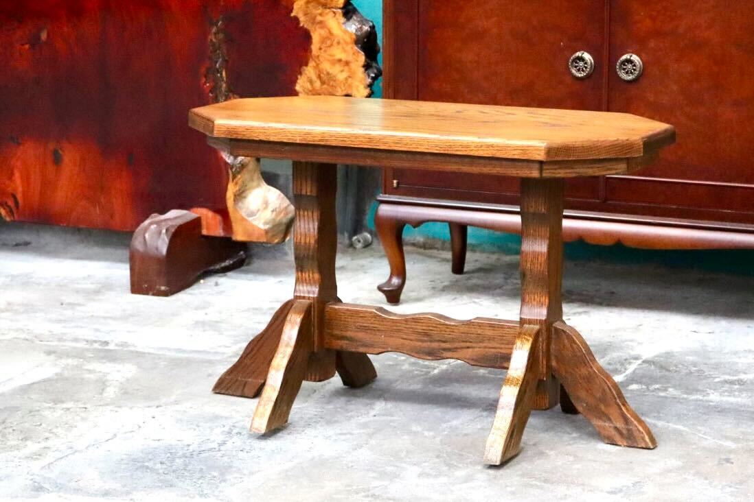 GMIS394○オランダ ダッチカントリースタイル サイドテーブル コーヒーテーブル 花台 飾り台 ベンチ オーク材 レトロ