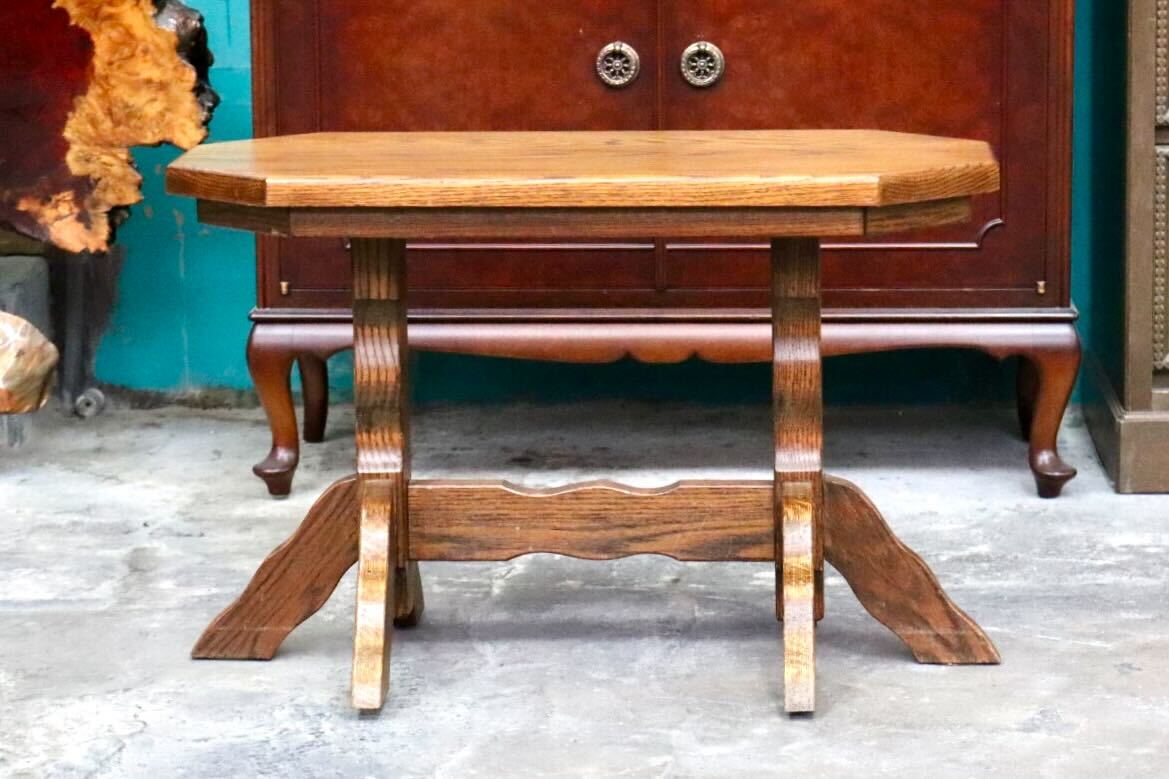 GMIS394○オランダ ダッチカントリースタイル サイドテーブル コーヒーテーブル 花台 飾り台 ベンチ オーク材 レトロ