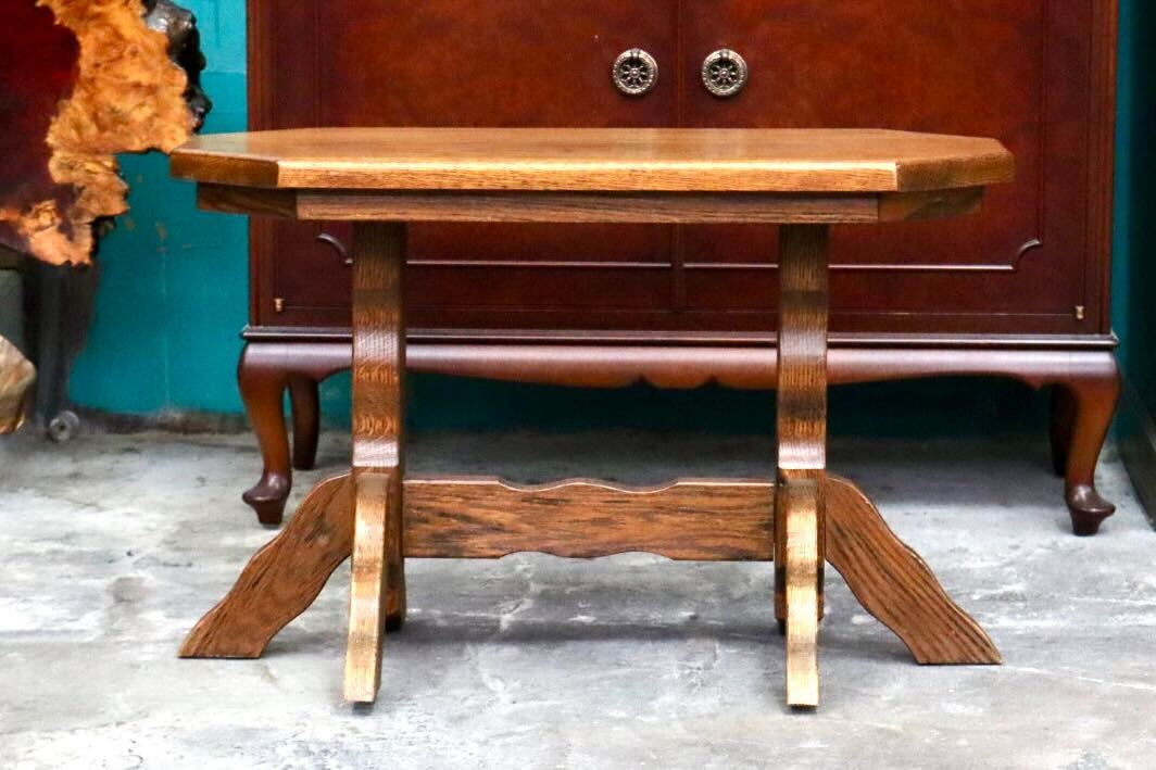 GMIS394○オランダ ダッチカントリースタイル サイドテーブル コーヒーテーブル 花台 飾り台 ベンチ オーク材 レトロ