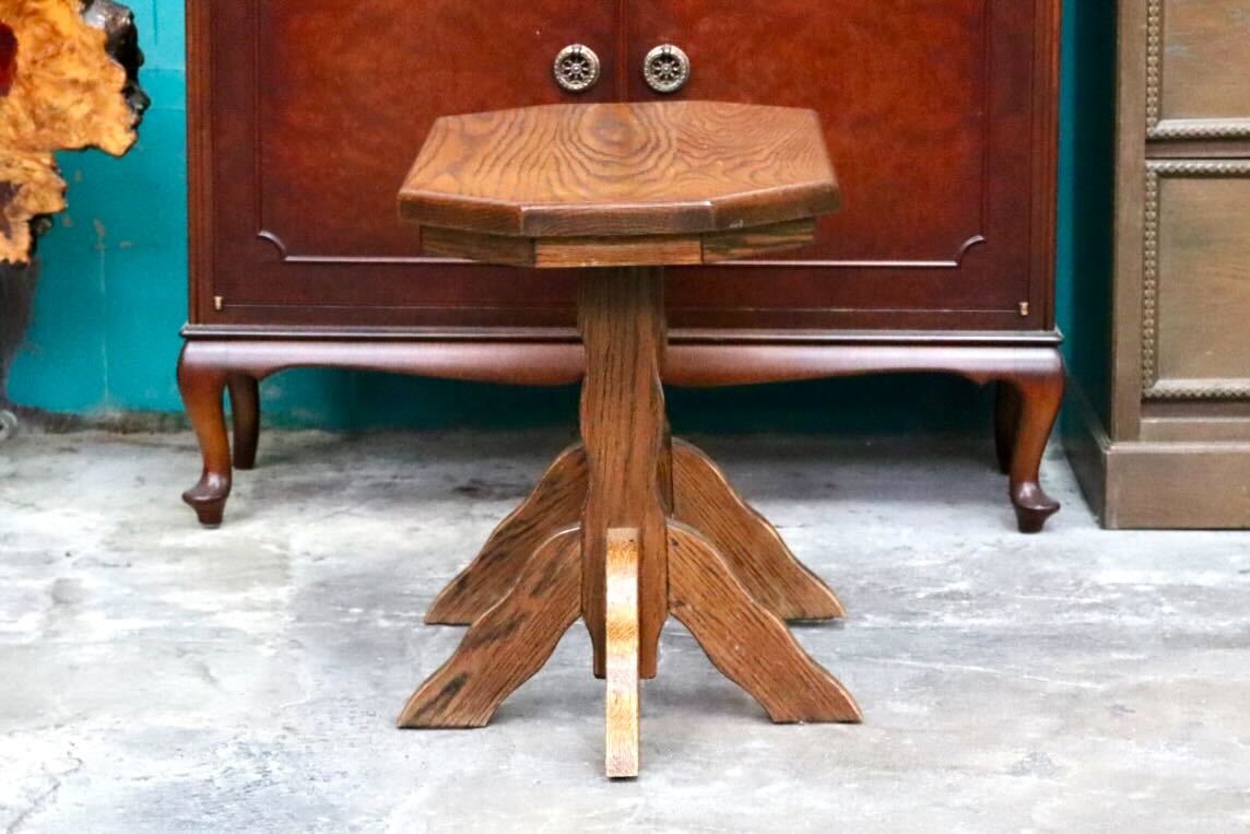 GMIS394○オランダ ダッチカントリースタイル サイドテーブル コーヒーテーブル 花台 飾り台 ベンチ オーク材 レトロ