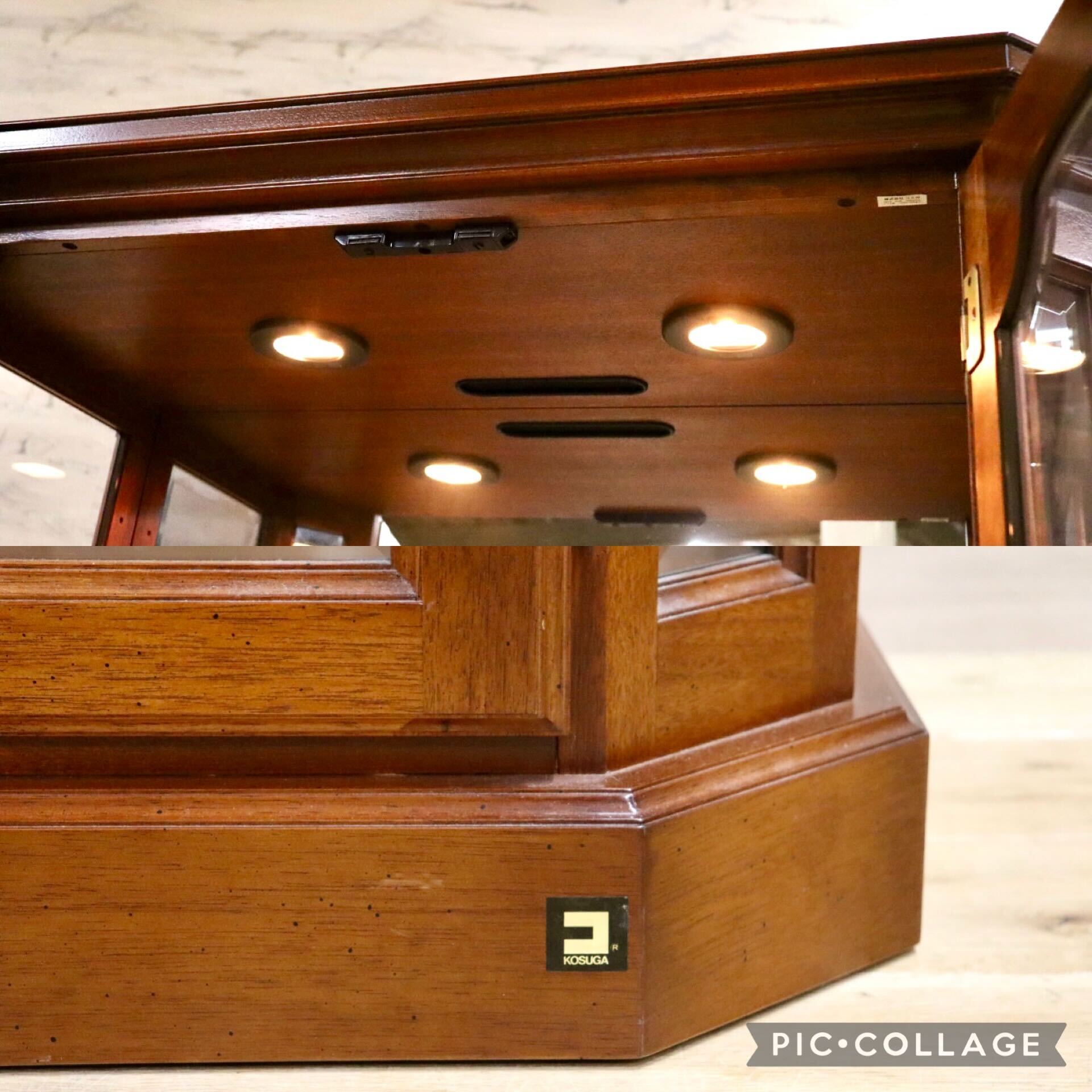 GMHN192○コスガ / KOSUGA New England ニューイングランド キュリオケース 飾り棚 ガラスキャビネット 照明付 定価約21.5万