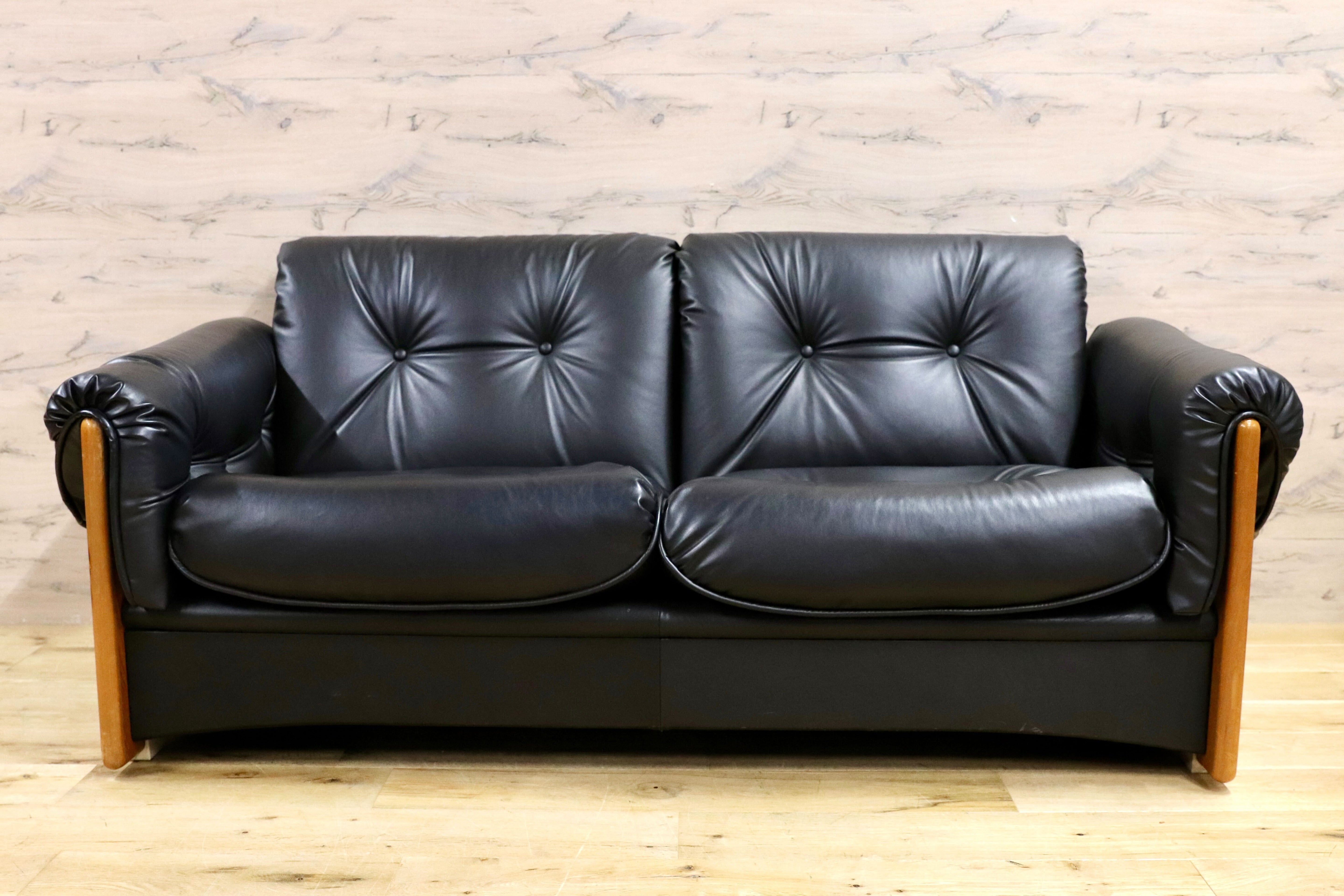 GMHK447○冨士ファニチア / FUJI FURNITURE 国産 ヴィンテージ 2人掛けソファ ラブソファ ジャパニーズモダン 稀少 アンティーク レトロ