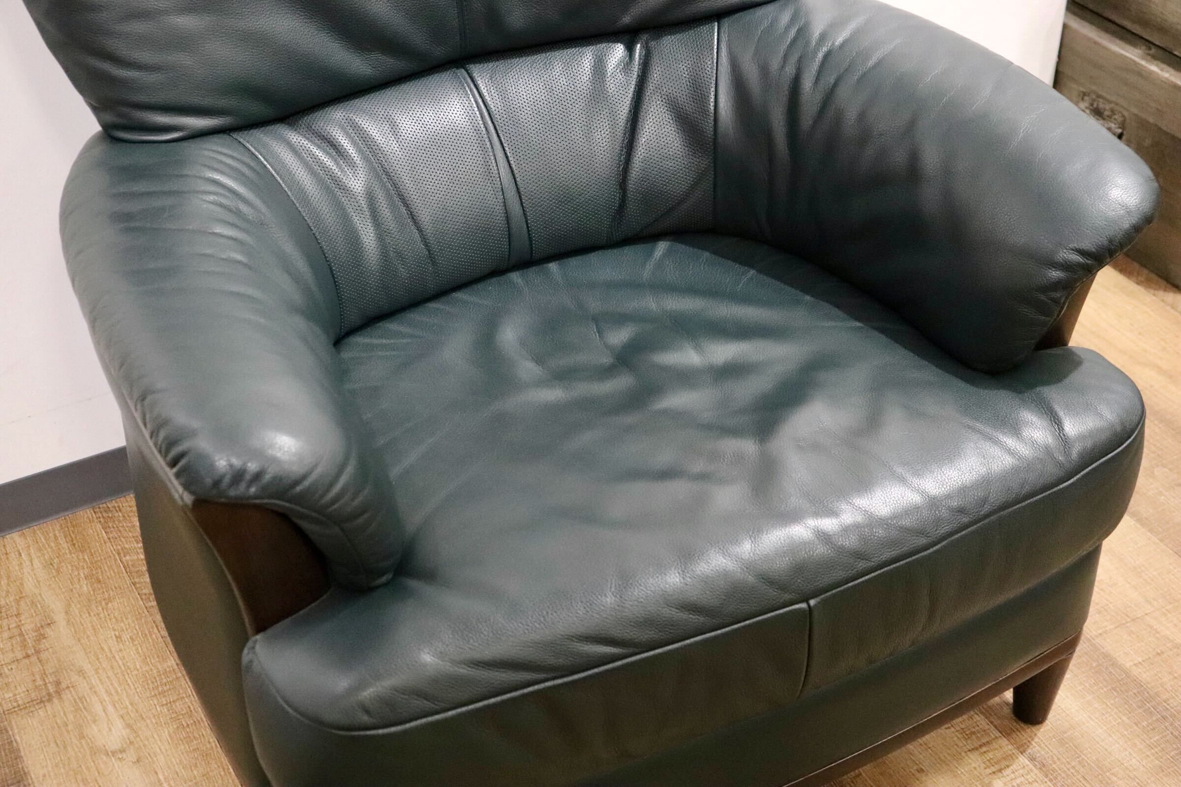 GMHN264A○karimoku / カリモク ZU2000 1人掛けソファ シングルソファ ラウンジチェア アームチェア 本革 ダークグリーン モダン 国産家具