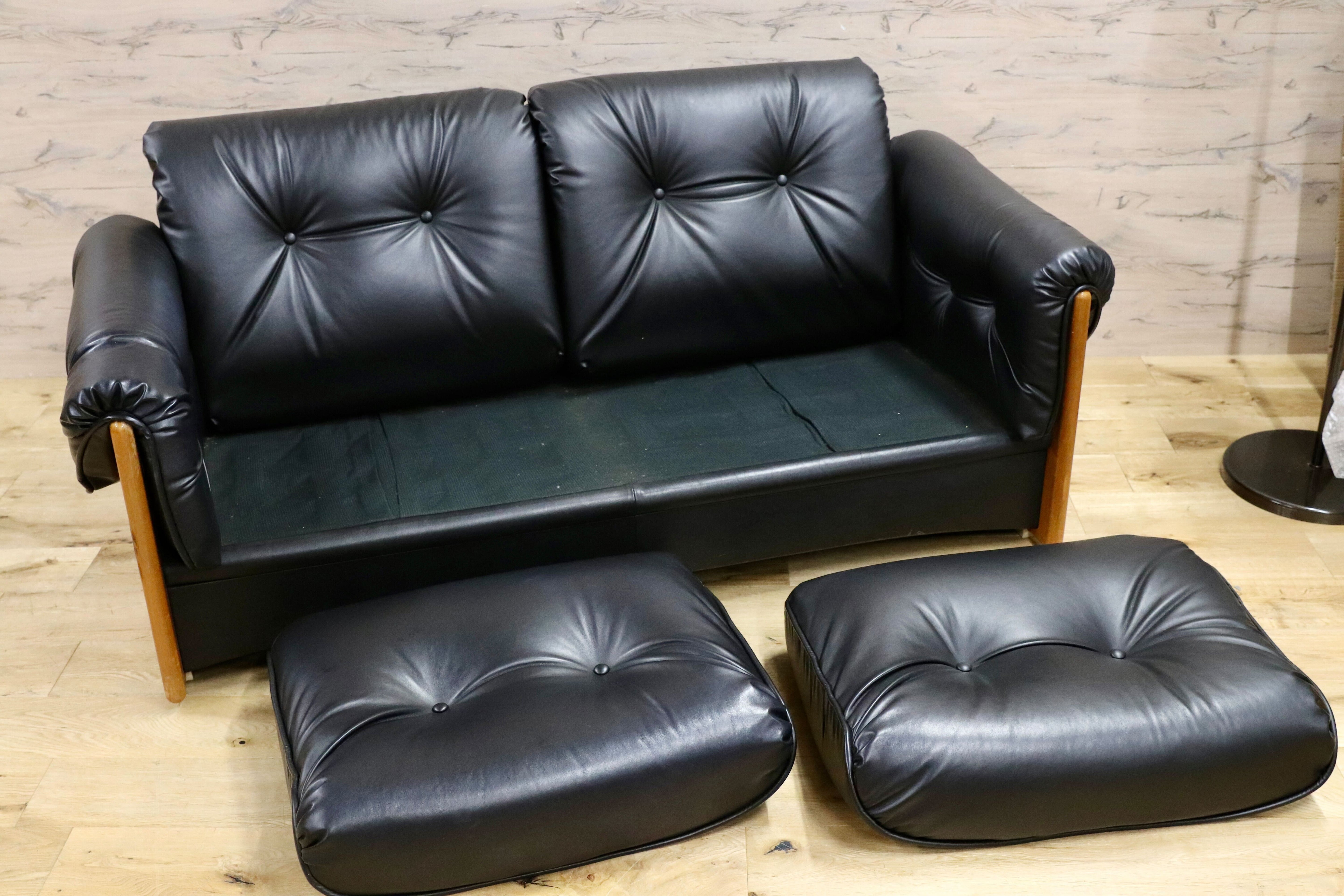 GMHK447○冨士ファニチア / FUJI FURNITURE 国産 ヴィンテージ 2人掛けソファ ラブソファ ジャパニーズモダン 稀少 アンティーク レトロ