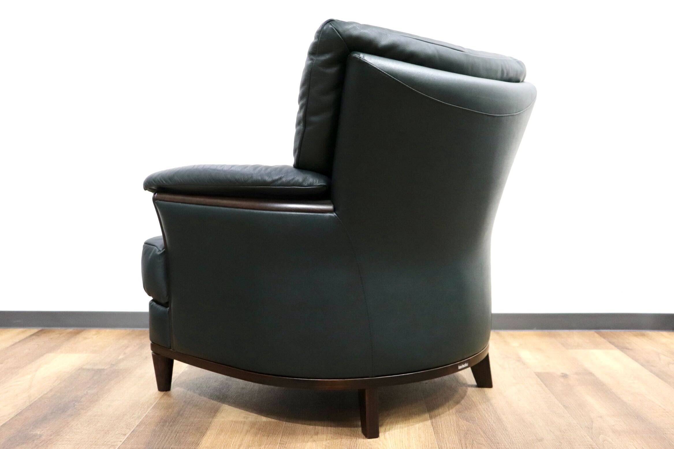 GMHN264A○karimoku / カリモク ZU2000 1人掛けソファ シングルソファ ラウンジチェア アームチェア 本革 ダークグリーン モダン 国産家具