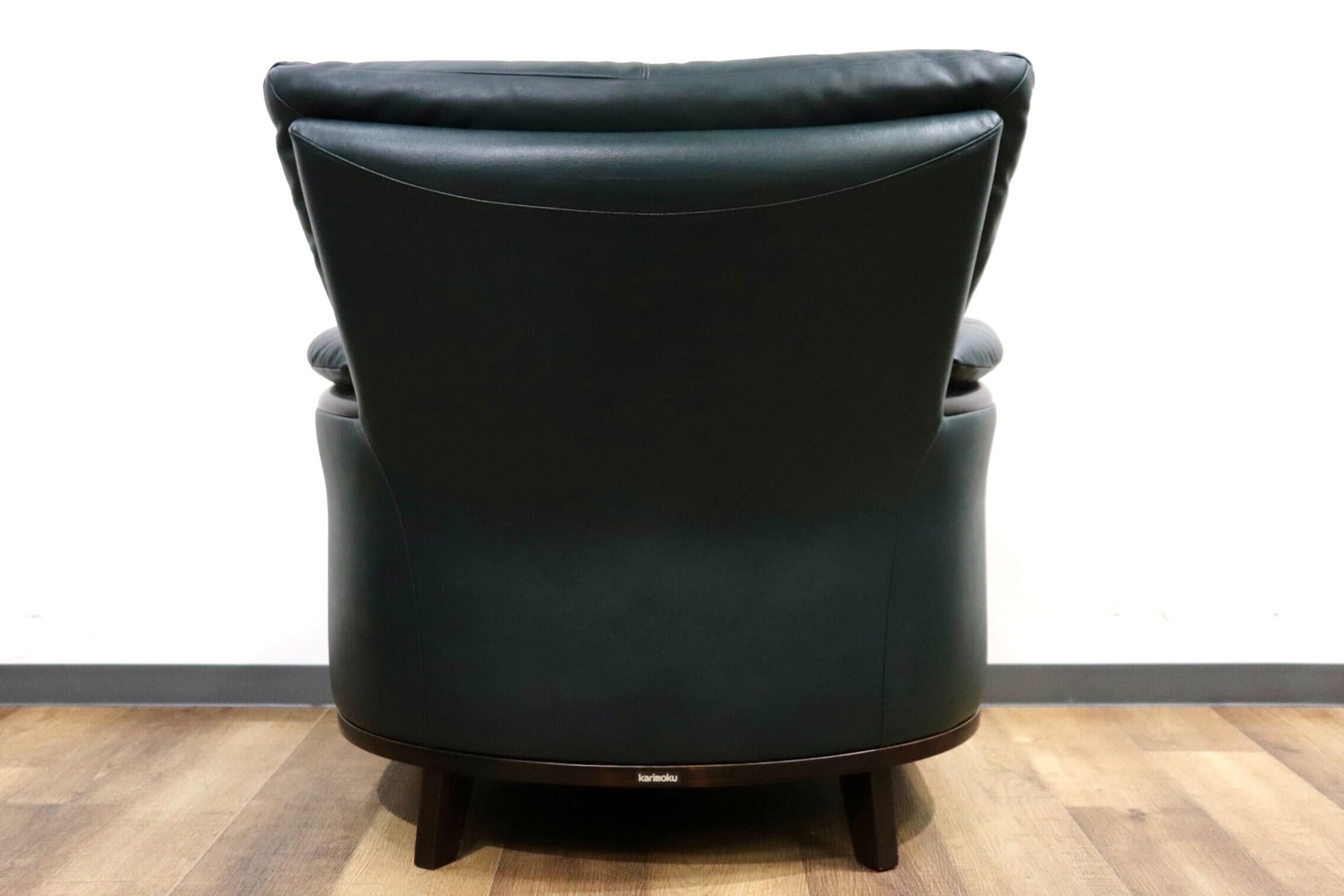 GMHN264A○karimoku / カリモク ZU2000 1人掛けソファ シングルソファ ラウンジチェア アームチェア 本革 ダークグリーン モダン 国産家具