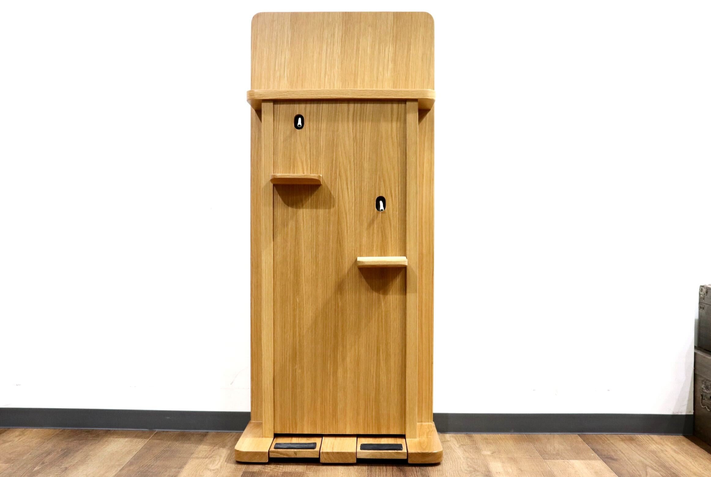 GMHN284B○森明商店 Kireidana Smart-w アルコール消毒スタンド フットペダル 親子両用 オーク材 ナチュラル ホテル オフィス 定価約7.6万