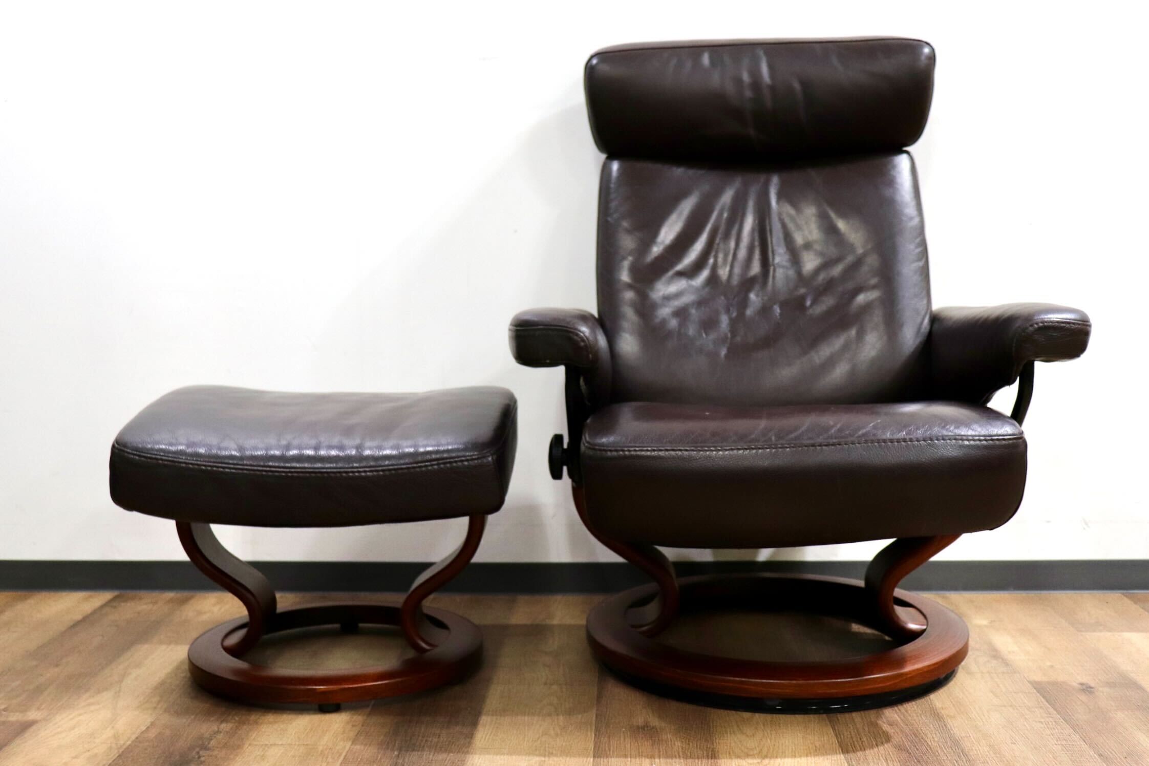 GMHK864○EKORNES / エコーネス オリオン リクライニングチェア ストレスレスチェア オットマン 北欧 ノルウェー 本革 ブラウン