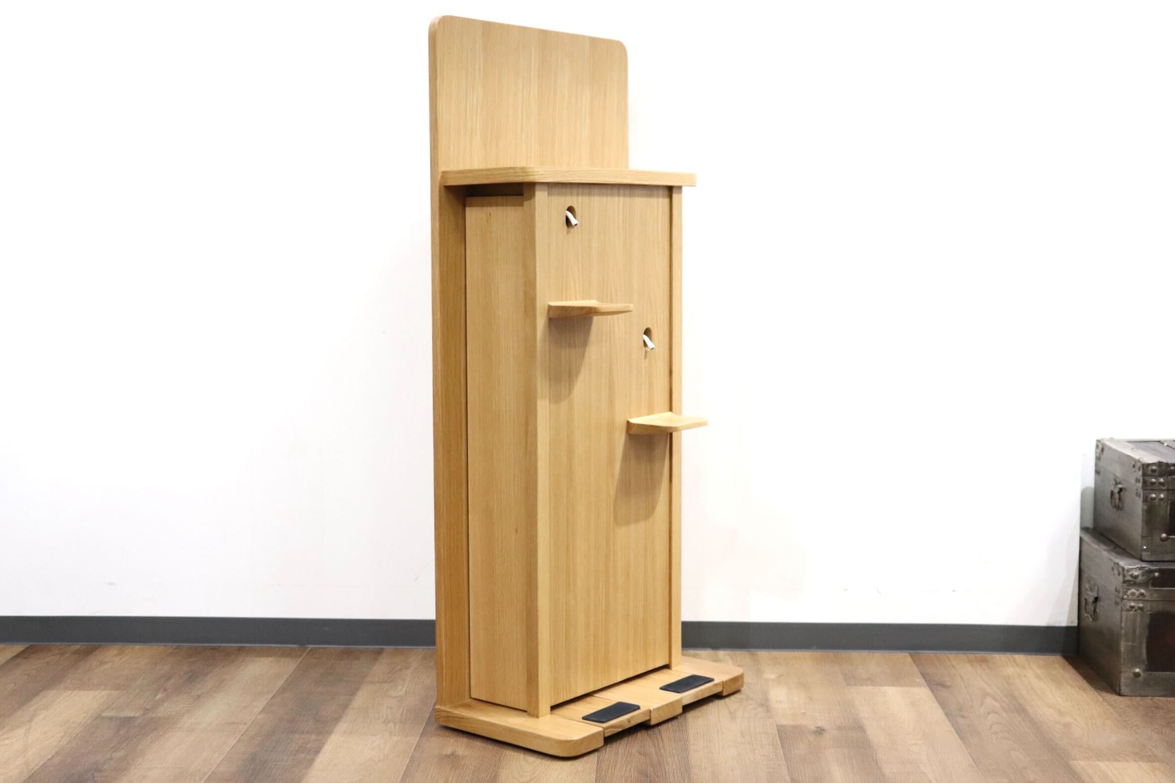 GMHN284B○森明商店 Kireidana Smart-w アルコール消毒スタンド フットペダル 親子両用 オーク材 ナチュラル ホテル オフィス 定価約7.6万