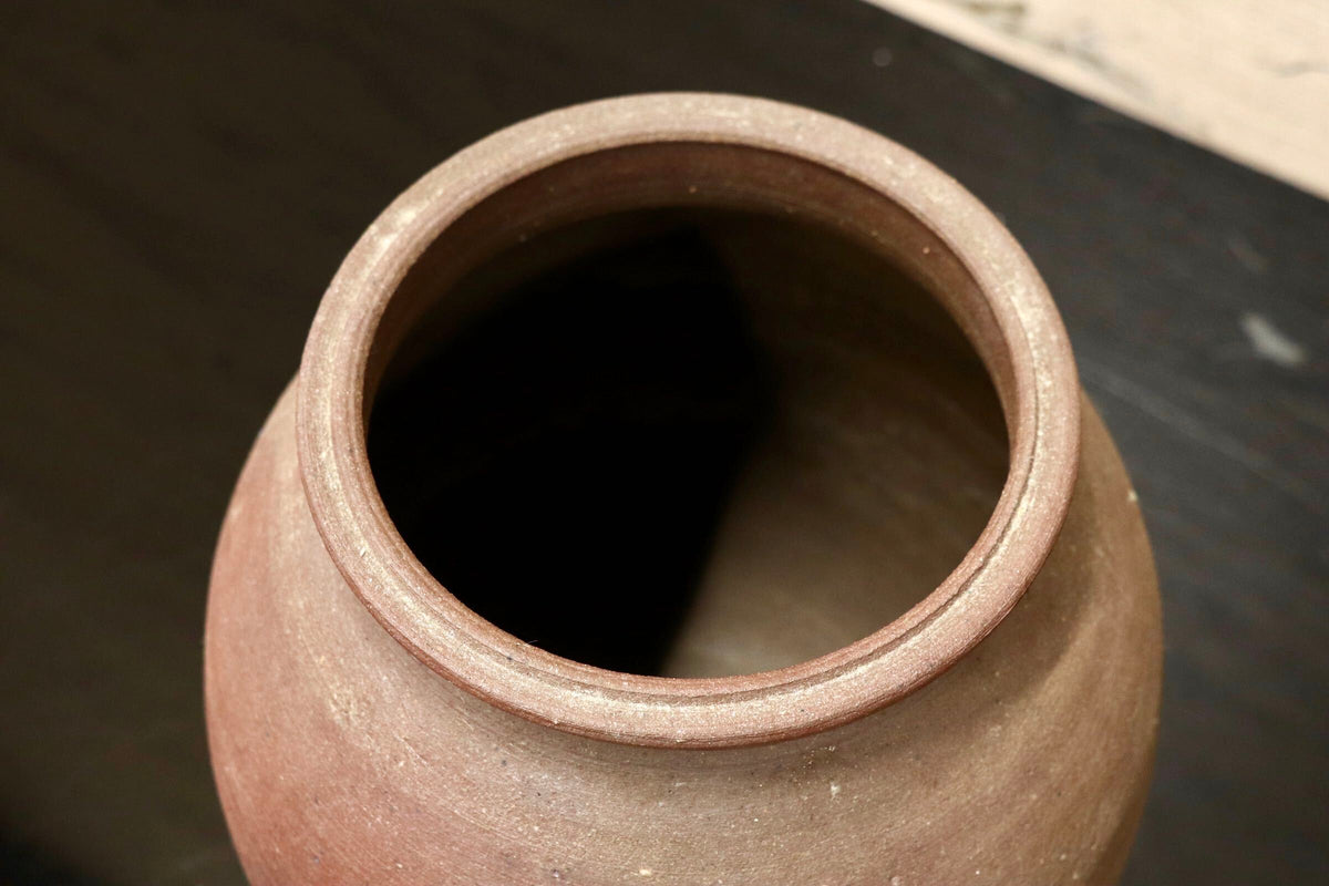 GMJK374T○花器 花入 花瓶 花生 壺 丸壺 床飾り 見立て 置花入 置物 インテリア 茶道具 陶器 焼き締め 共箱 和モダン