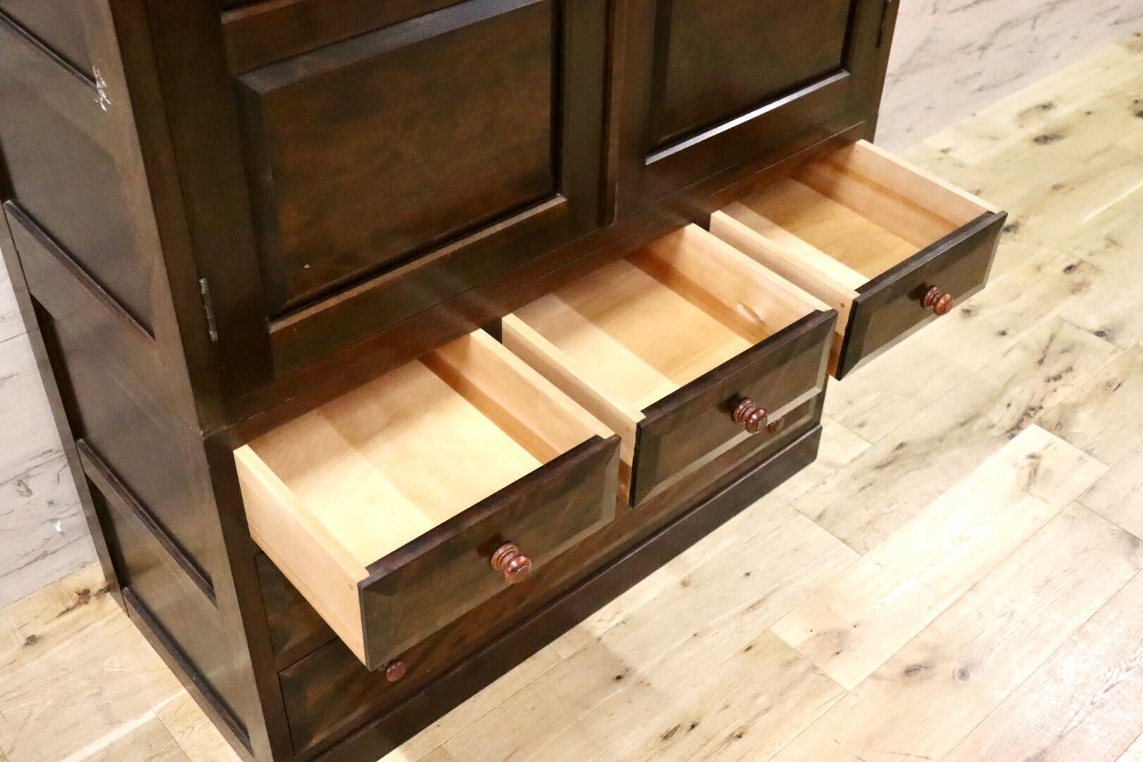 GMGH284○松本民芸家具 D型 和箪笥 整理箪笥 整理タンス 和家具 和モダン 和室 古民家 最高級 ミズメザクラ 無垢材 定価約65万 美品