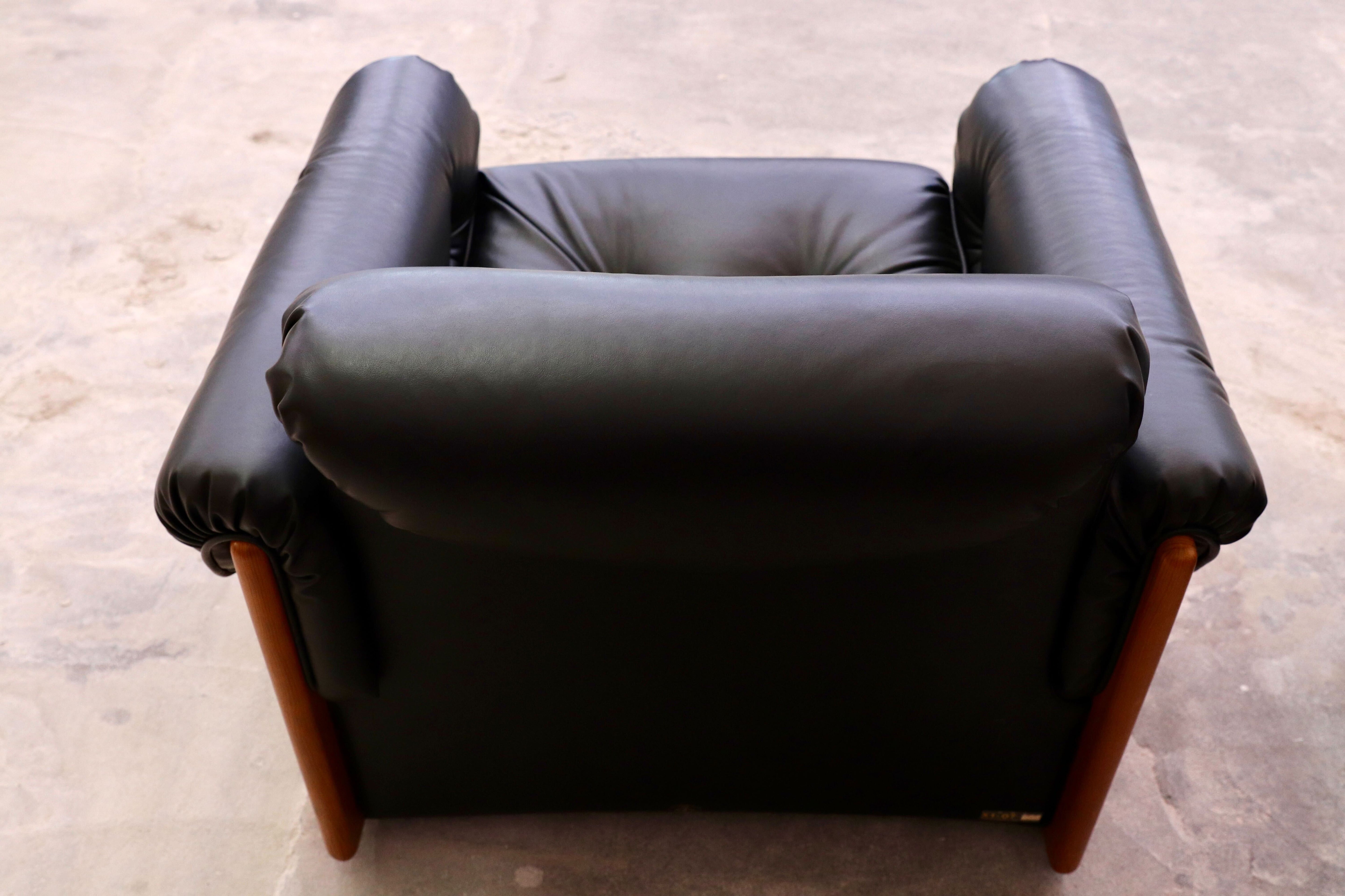 GMHK447○冨士ファニチア / FUJI FURNITURE 国産 ヴィンテージ ラウンジチェア オットマン ブラック パイン材 ジャパニーズモダン 稀少