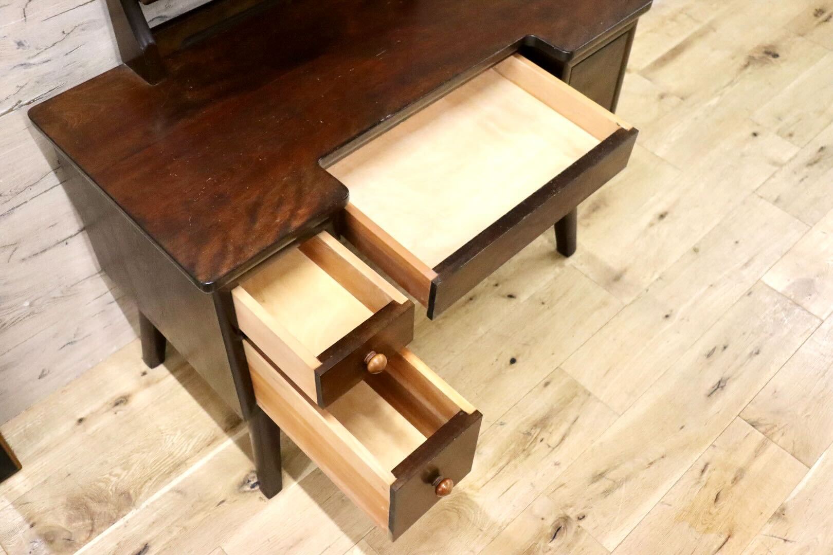 GMGH284○松本民芸家具 角型一面鏡 鏡台 ドレッサー 化粧台 昭和レトロ 和家具 和室 古民家 和モダン アンティーク 定価約28万