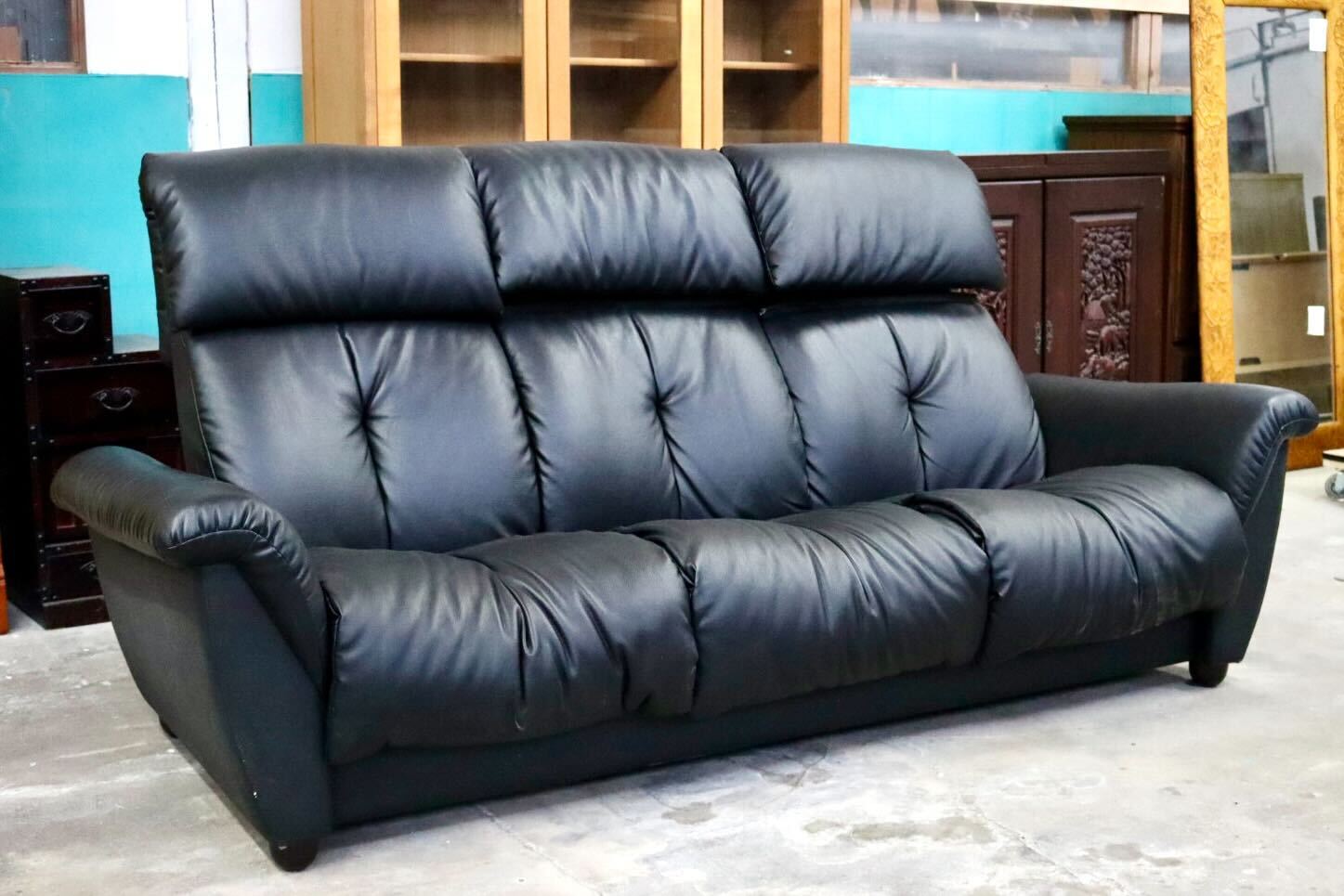 GMIS373B○MARUICHI / マルイチセーリング マンスリー 3人掛けソファ リクライニングソファ トリプルソファ 合皮 国産家具 定価24万