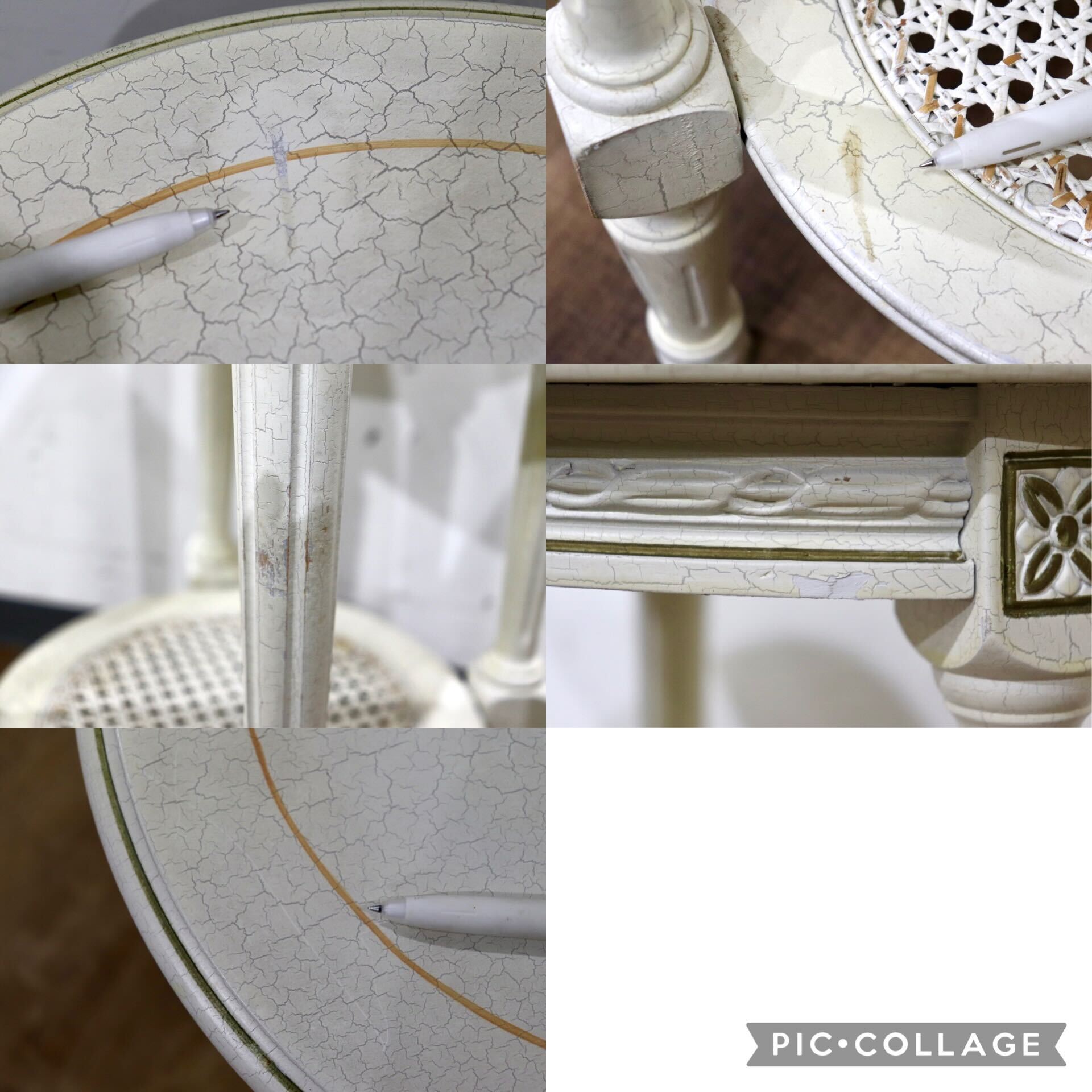 GMHS421○西洋 アンティーク サイドテーブル 円形 飾り台 花台 電話台 ロココ調 姫系 シャビーシック エレガント クラシック