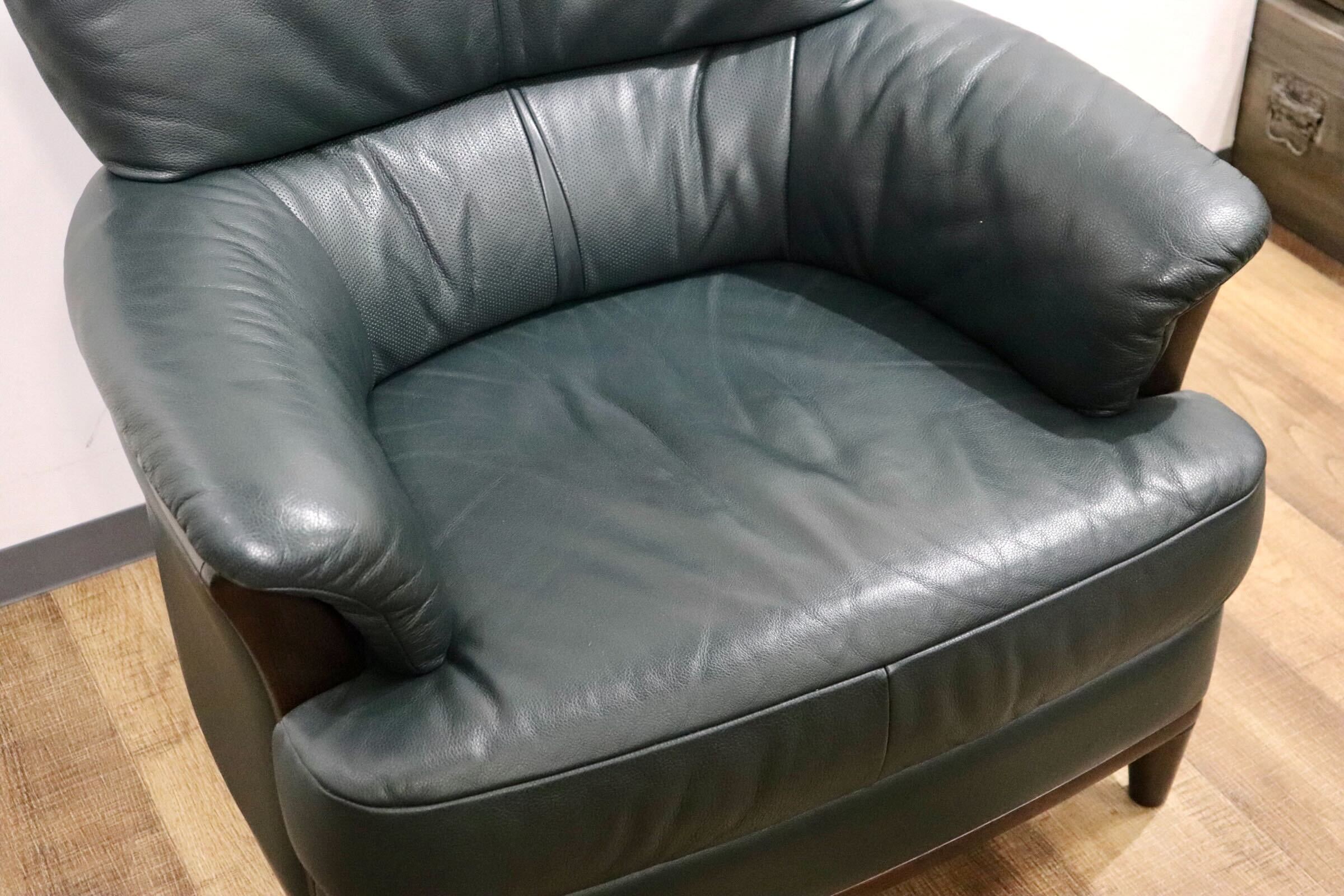 GMHN264B○karimoku / カリモク ZU2000 1人掛けソファ シングルソファ ラウンジチェア アームチェア 本革 ダークグリーン モダン 国産家具