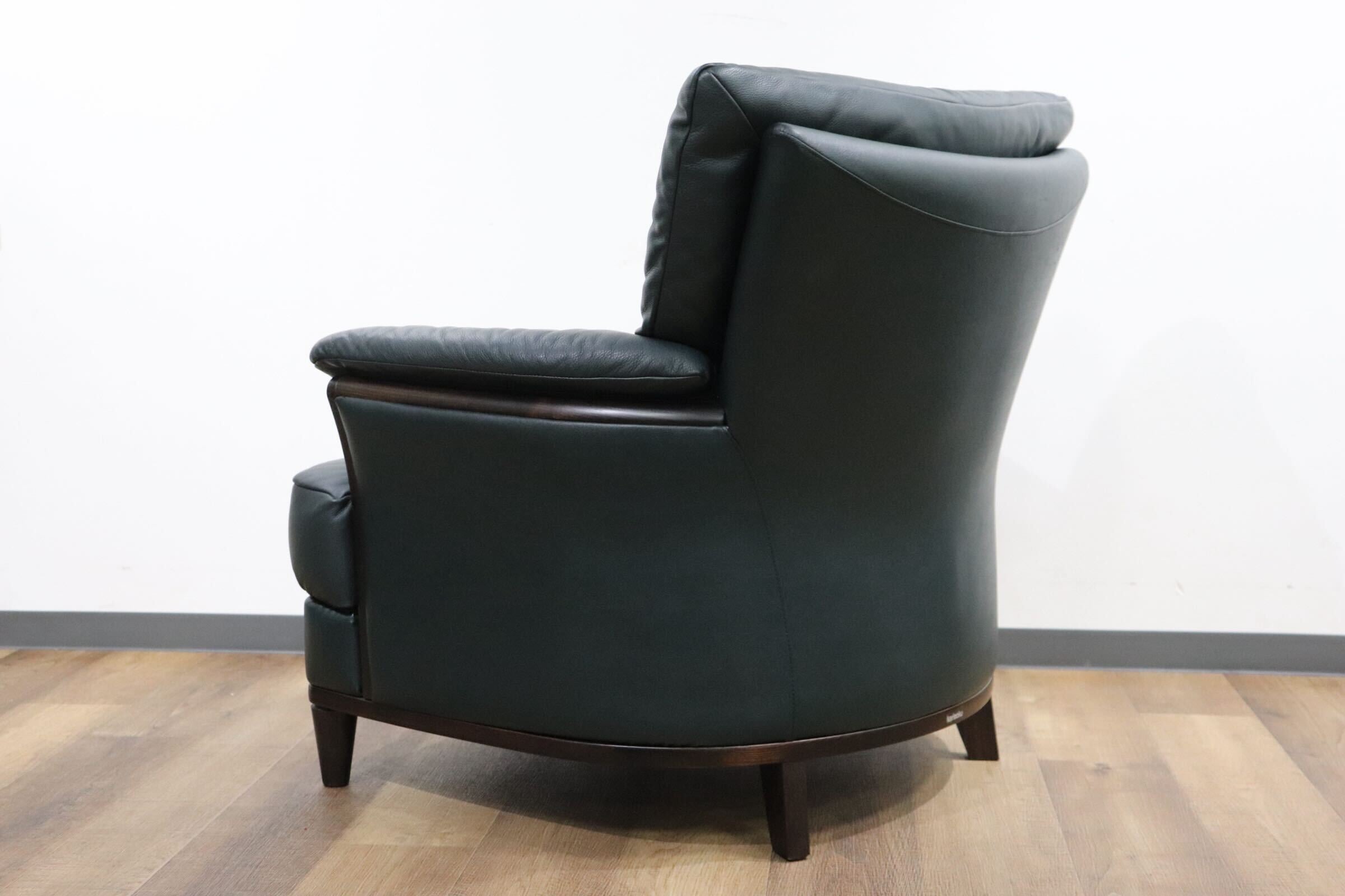 GMHN264B○karimoku / カリモク ZU2000 1人掛けソファ シングルソファ ラウンジチェア アームチェア 本革 ダークグリーン モダン 国産家具