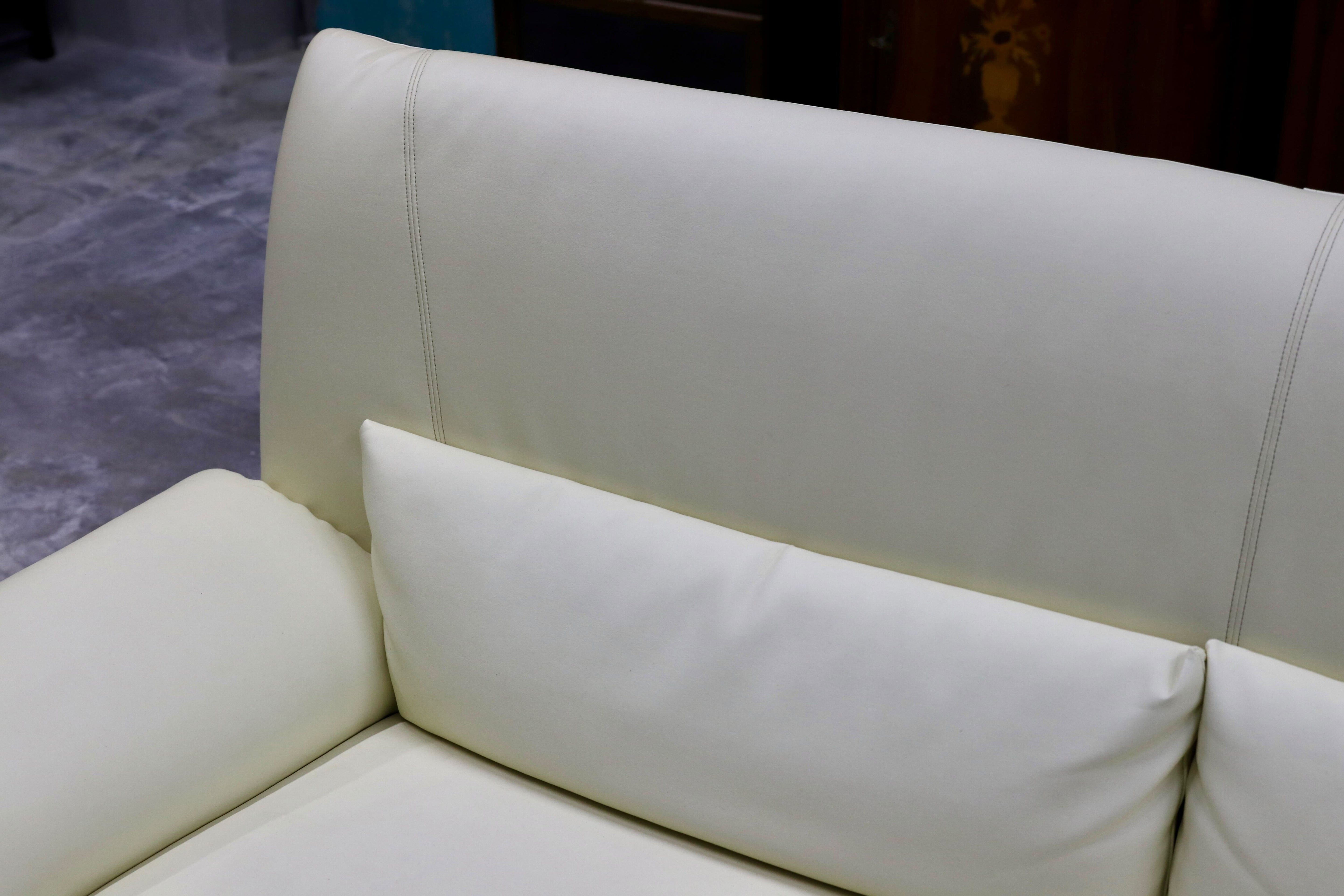 GMHK799○ASAHI / アサヒ SEATLE シアトル 2人掛けソファ ラブソファ ベージュ アイボリー ソフトレザー 合皮 長椅子