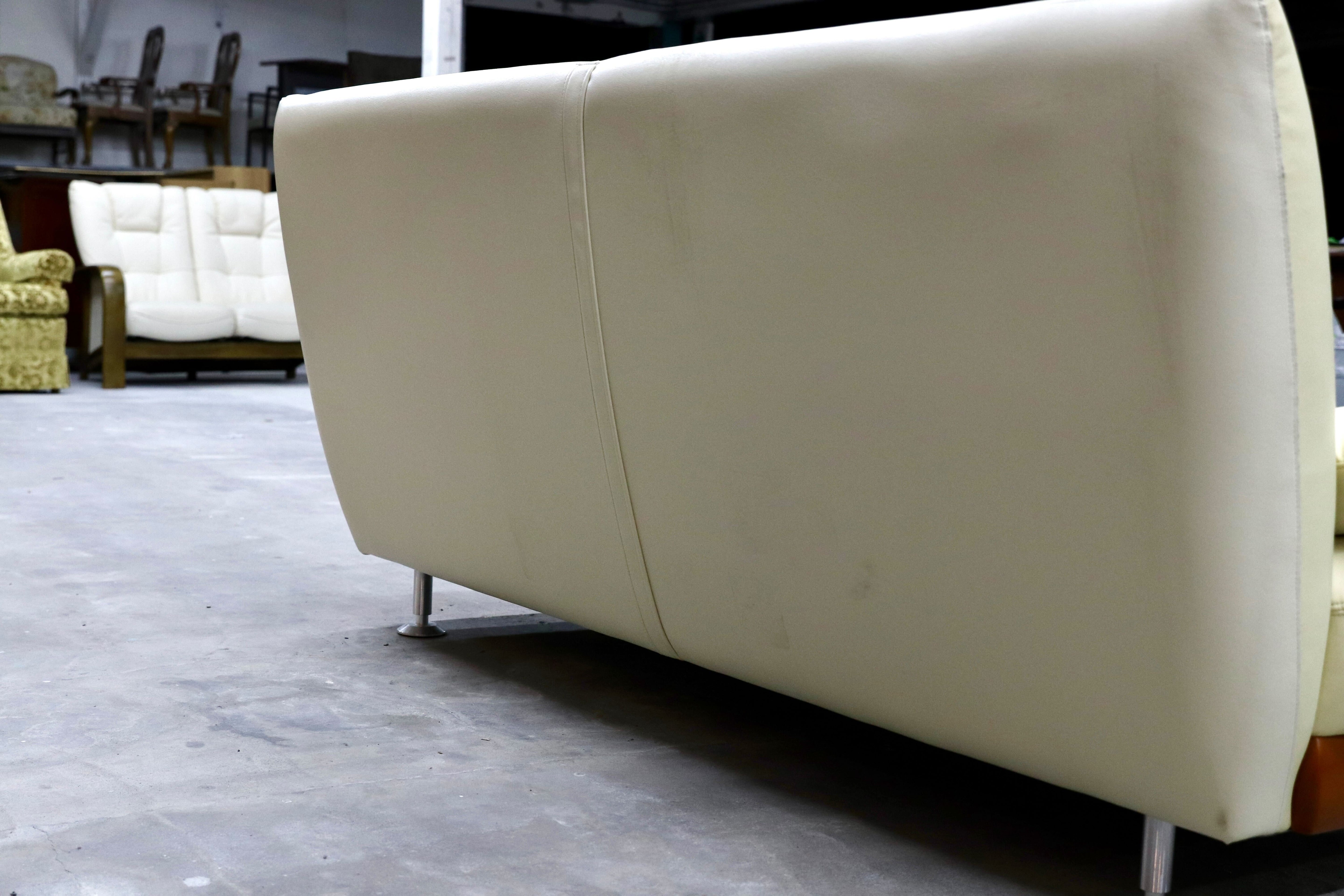 GMHK799○ASAHI / アサヒ SEATLE シアトル 2人掛けソファ ラブソファ ベージュ アイボリー ソフトレザー 合皮 長椅子