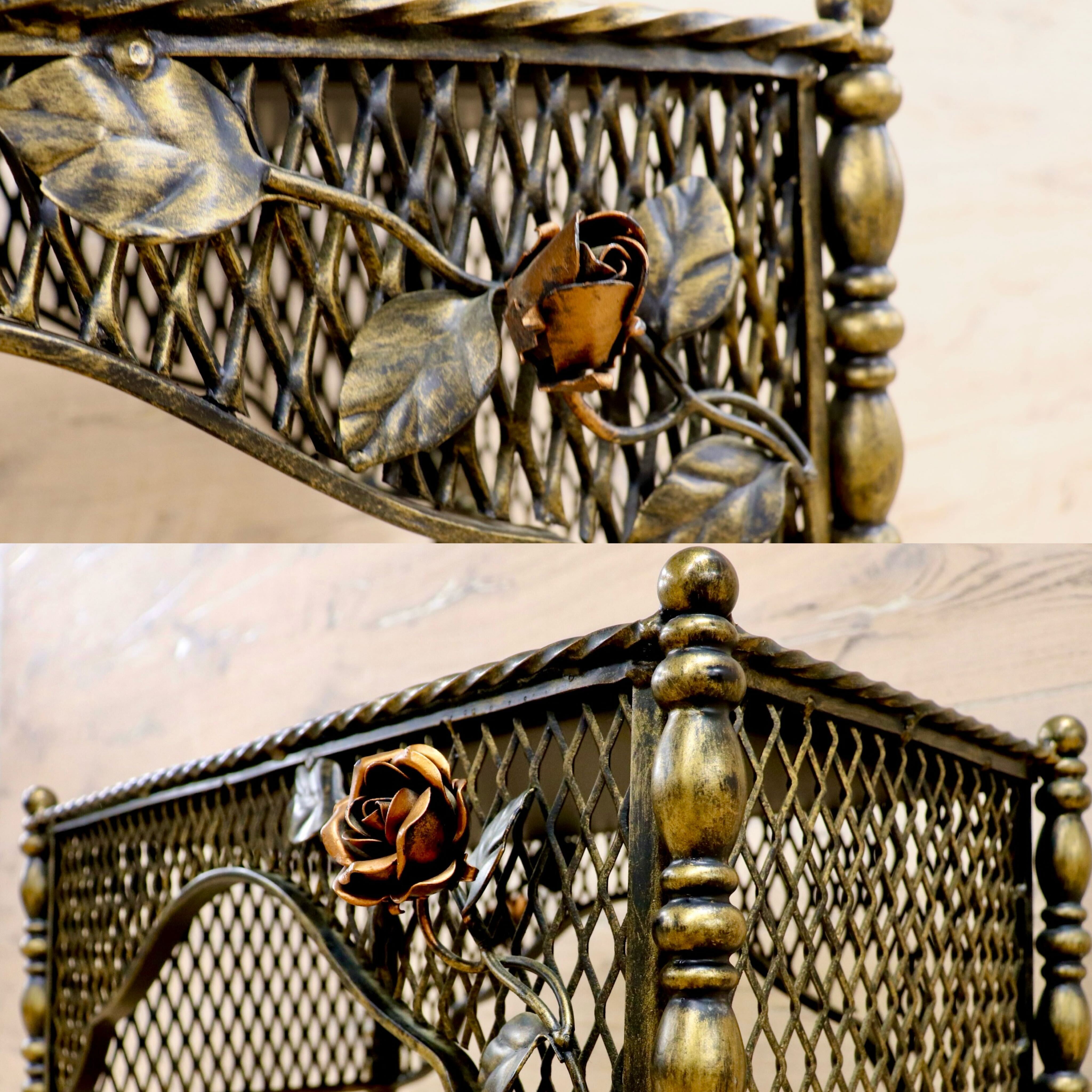 GMIK847E○アンティーク調 コンソールテーブル 花台 飾り台 電話台 玄関 アイアンラック 薔薇 ヴィンテージ レトロ インテリア