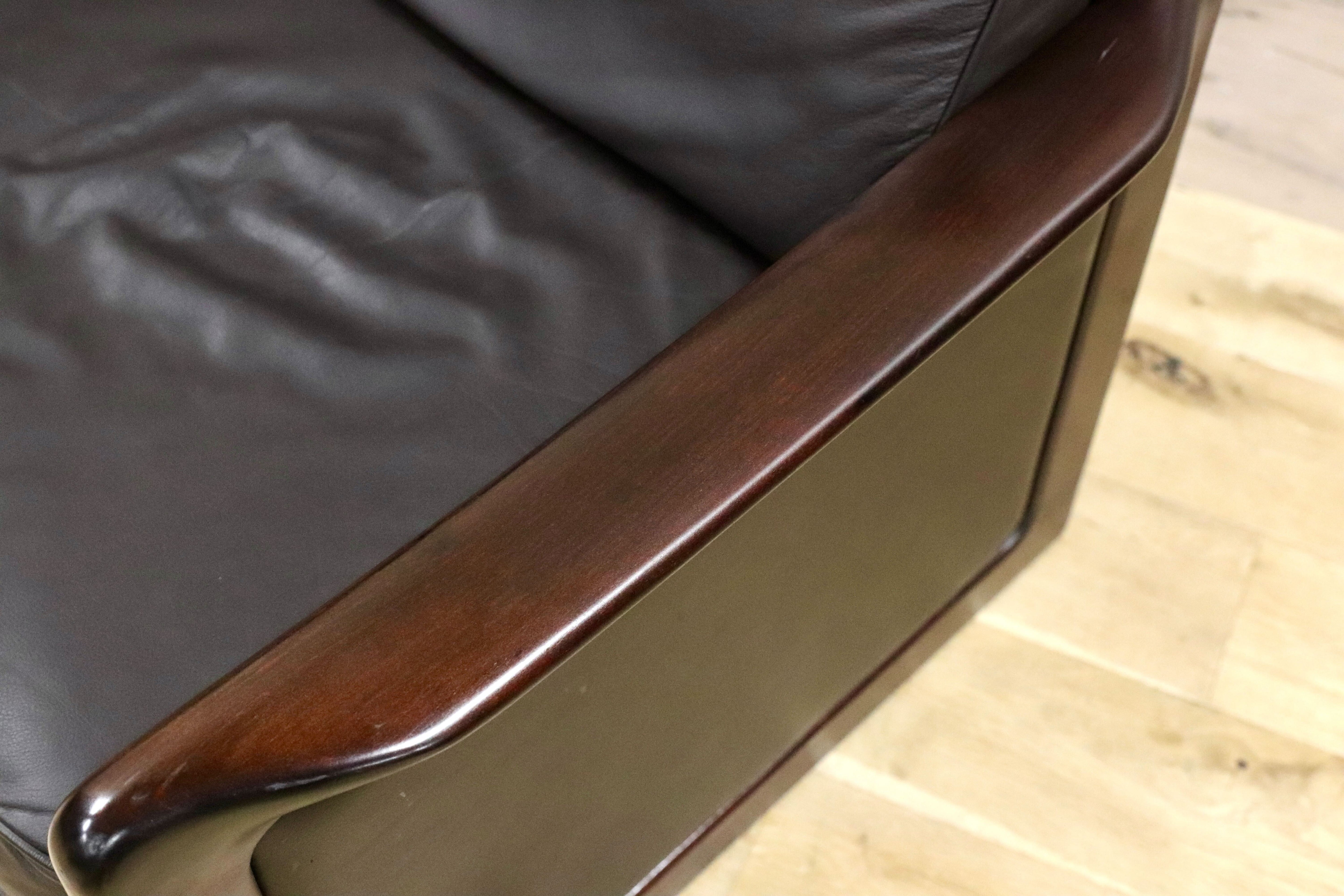 GMGK517A○Dyrlund / デューロン 1人掛けソファ シングルソファ 椅子 北欧 デンマーク ローズウッド 本革 希少 ヴィンテージ 約40万